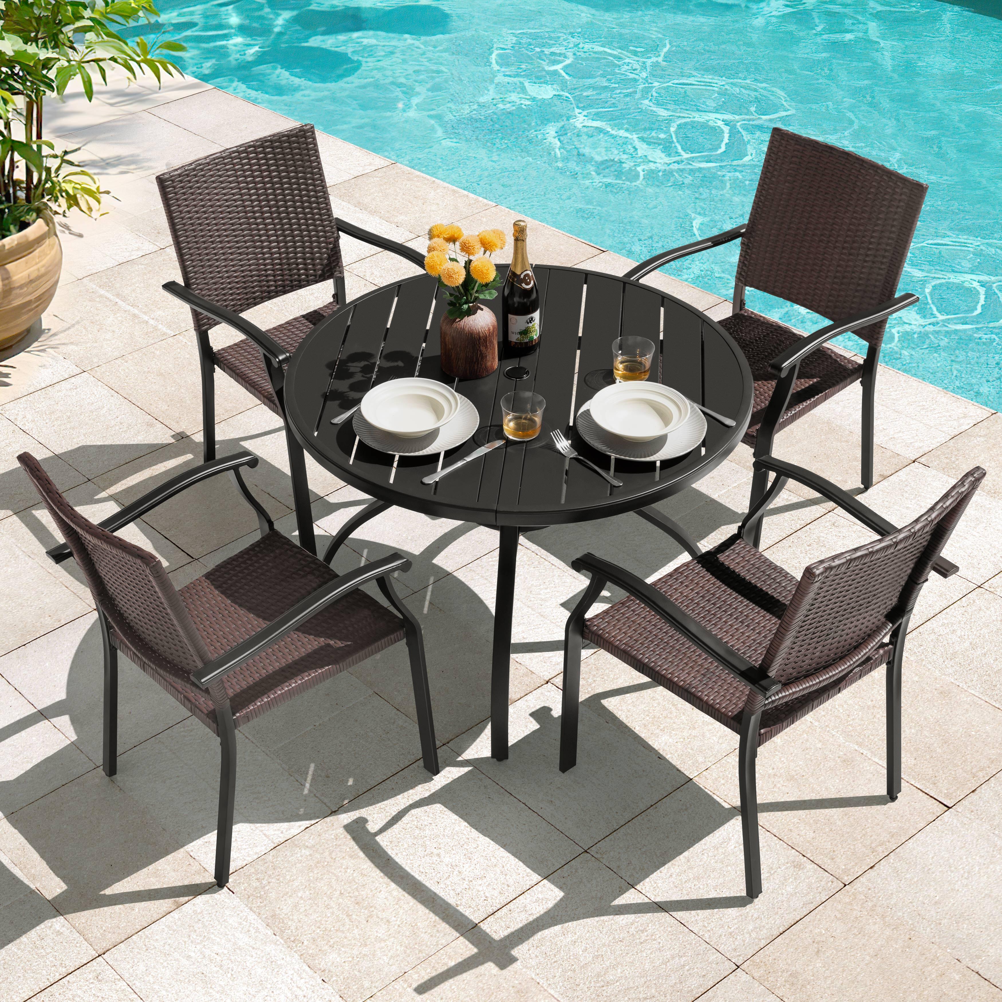 Nuu Garden Outdoor Dining Table and 4 Chairs, , large