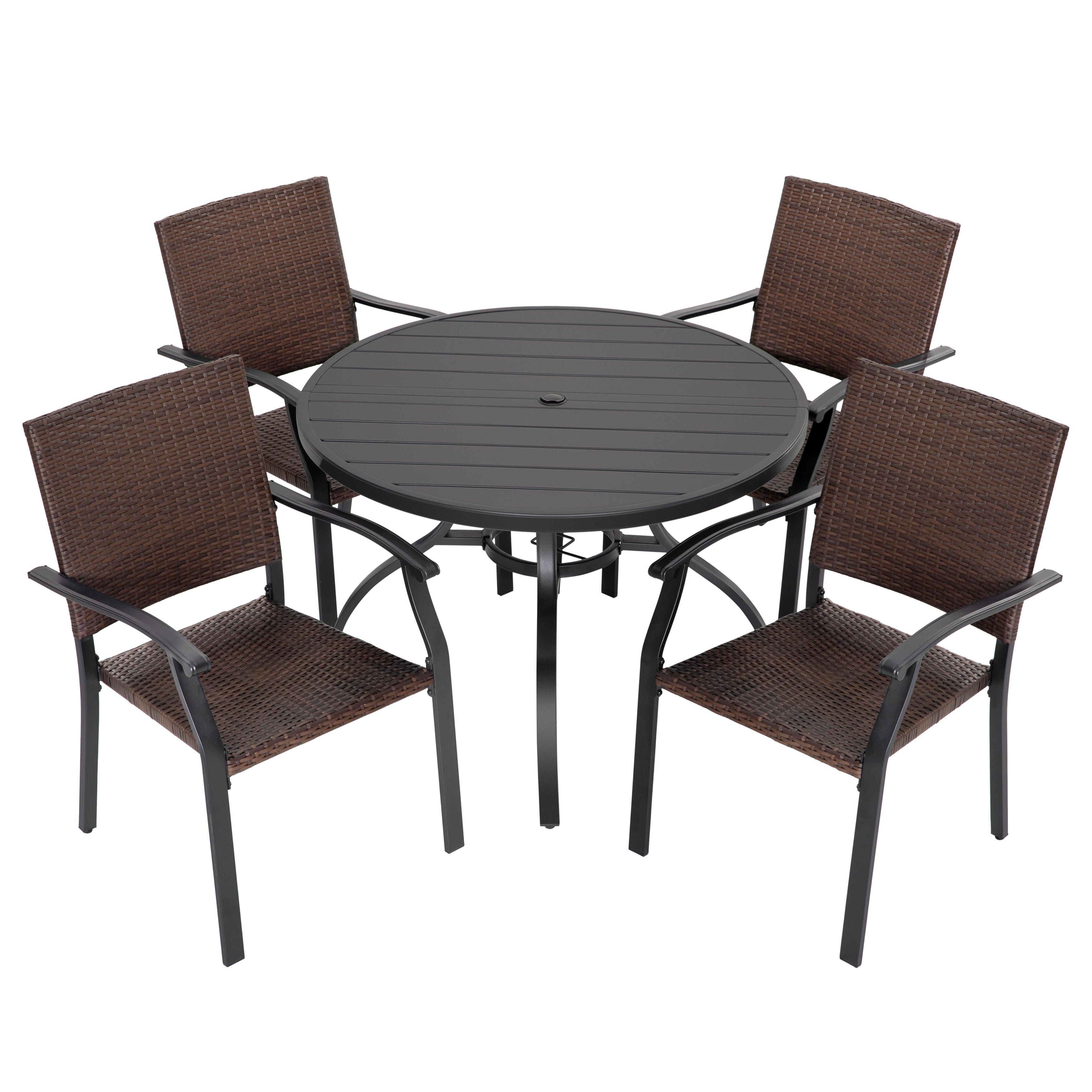 Nuu Garden Outdoor Dining Table and 4 Chairs, , large