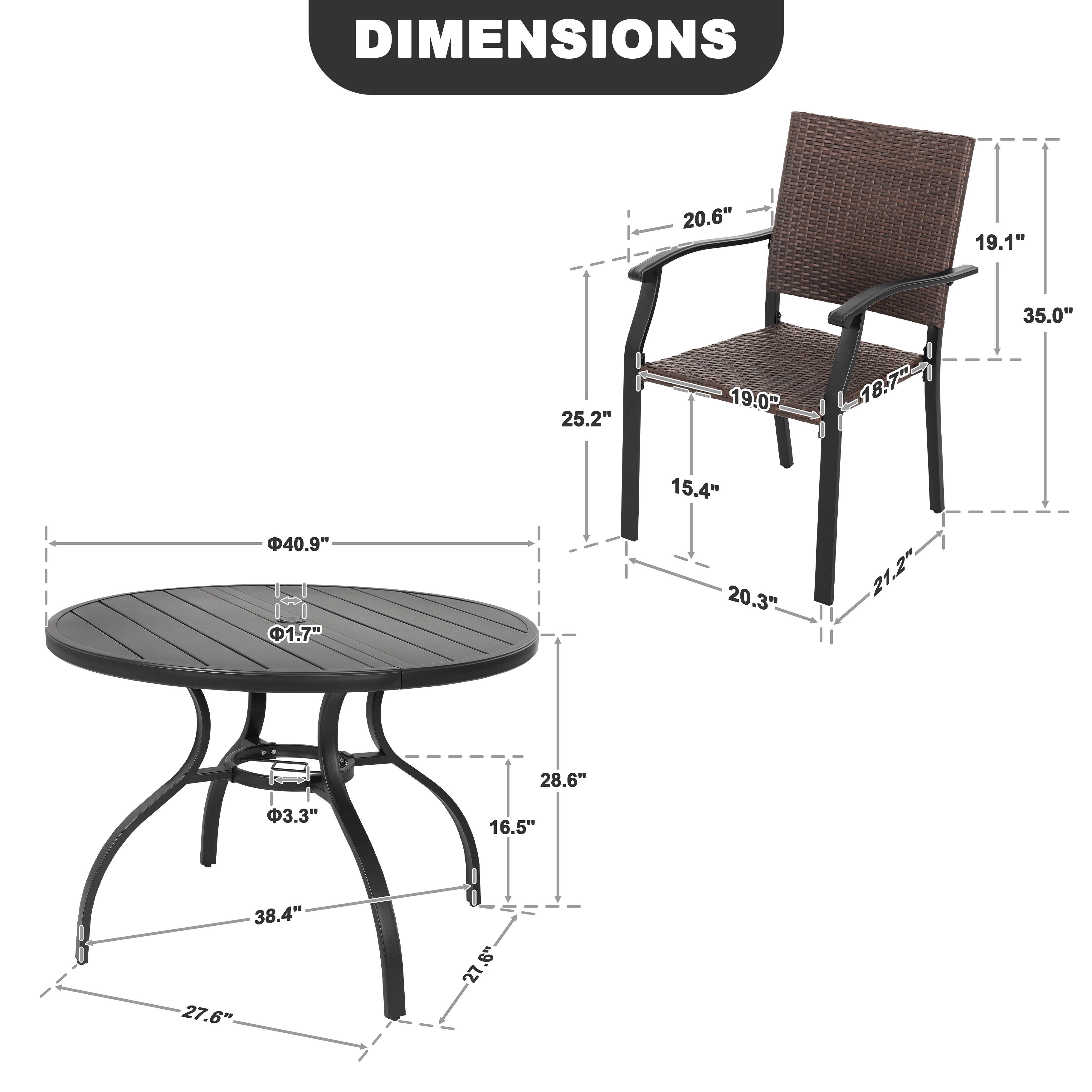 Nuu Garden Outdoor Dining Table and 4 Chairs, , large