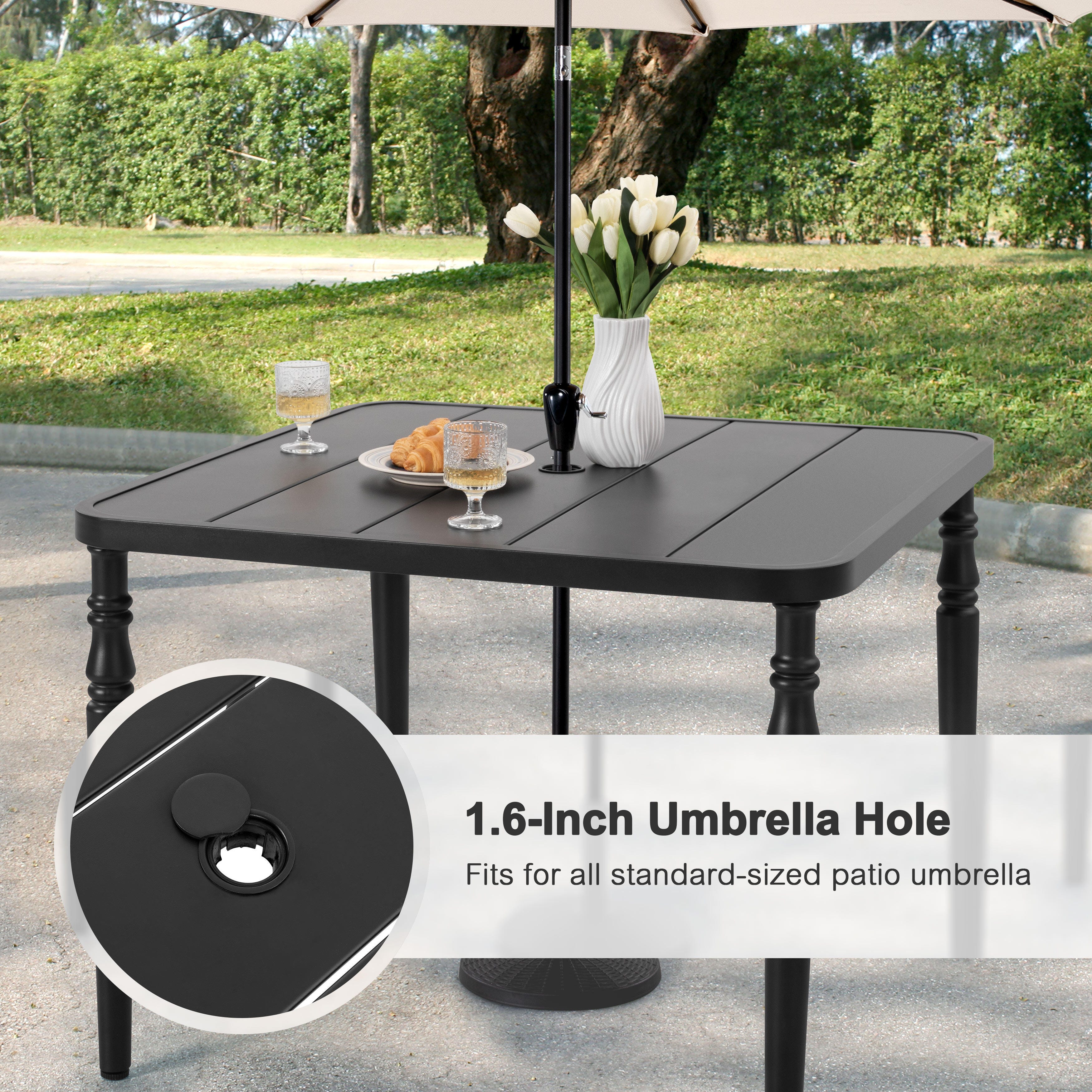 Nuu Garden Outdoor Stackable Patio Dining Table and 4 Chairs, , large