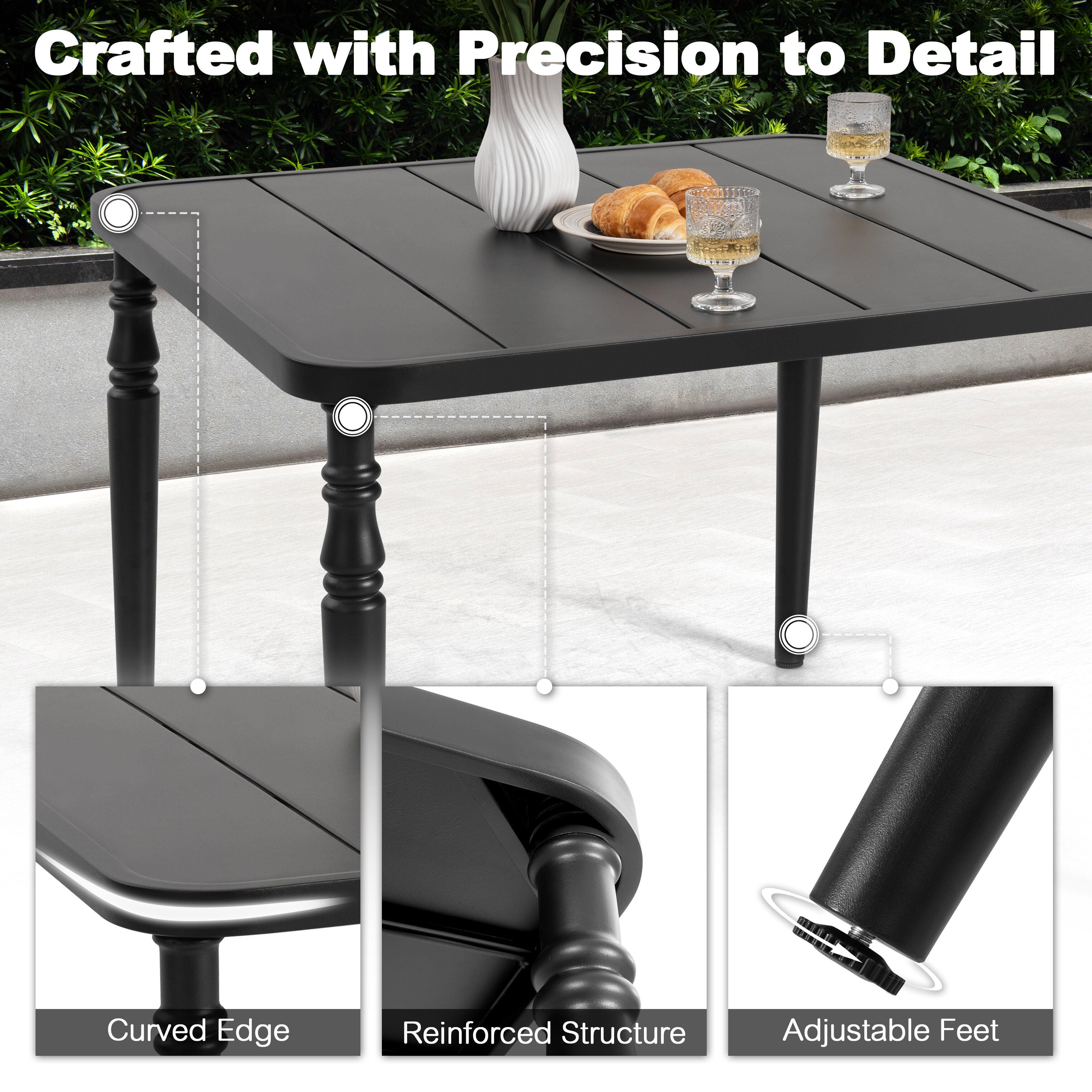 Nuu Garden Outdoor Stackable Patio Dining Table and 4 Chairs, , large