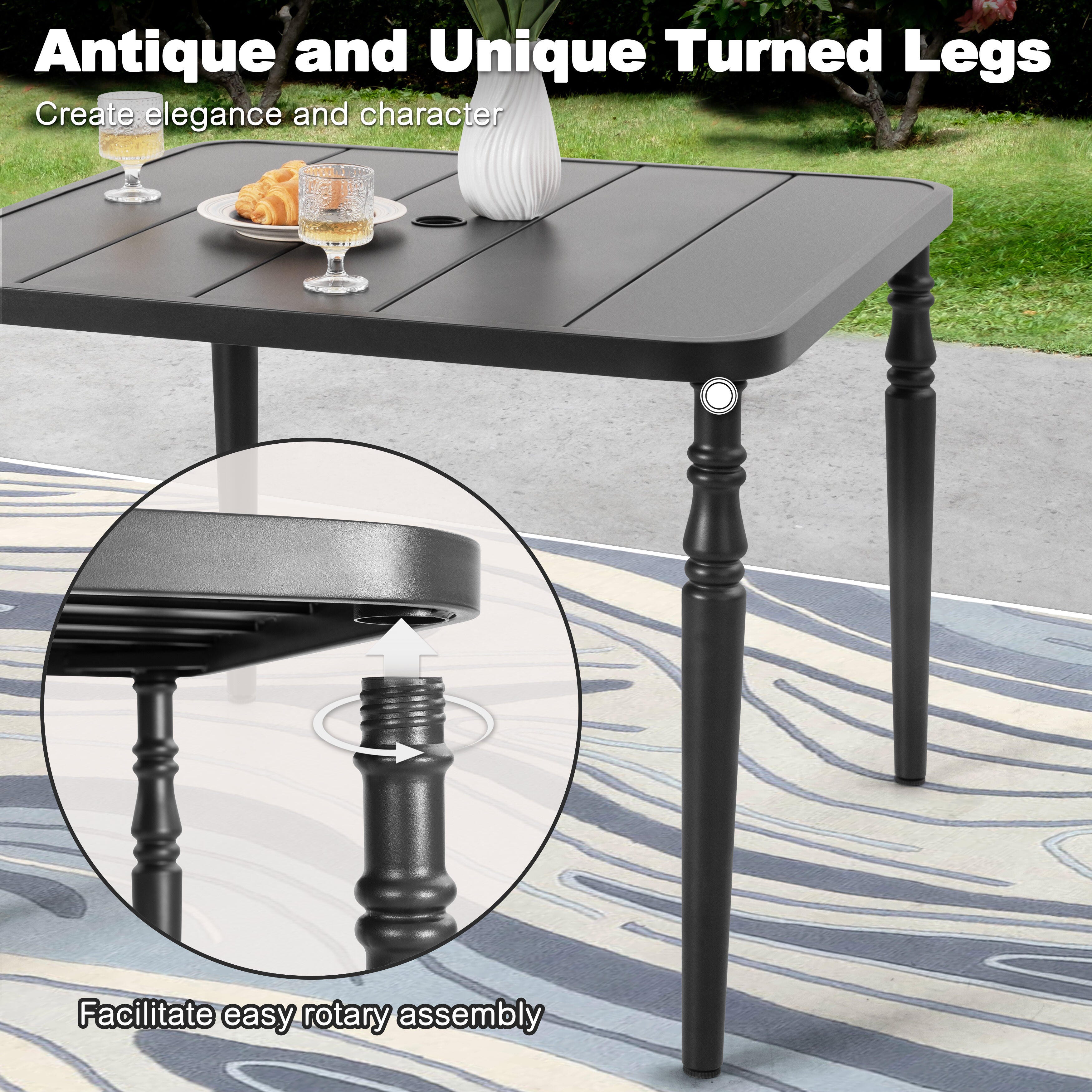 Nuu Garden Outdoor Stackable Patio Dining Table and 4 Chairs, , large