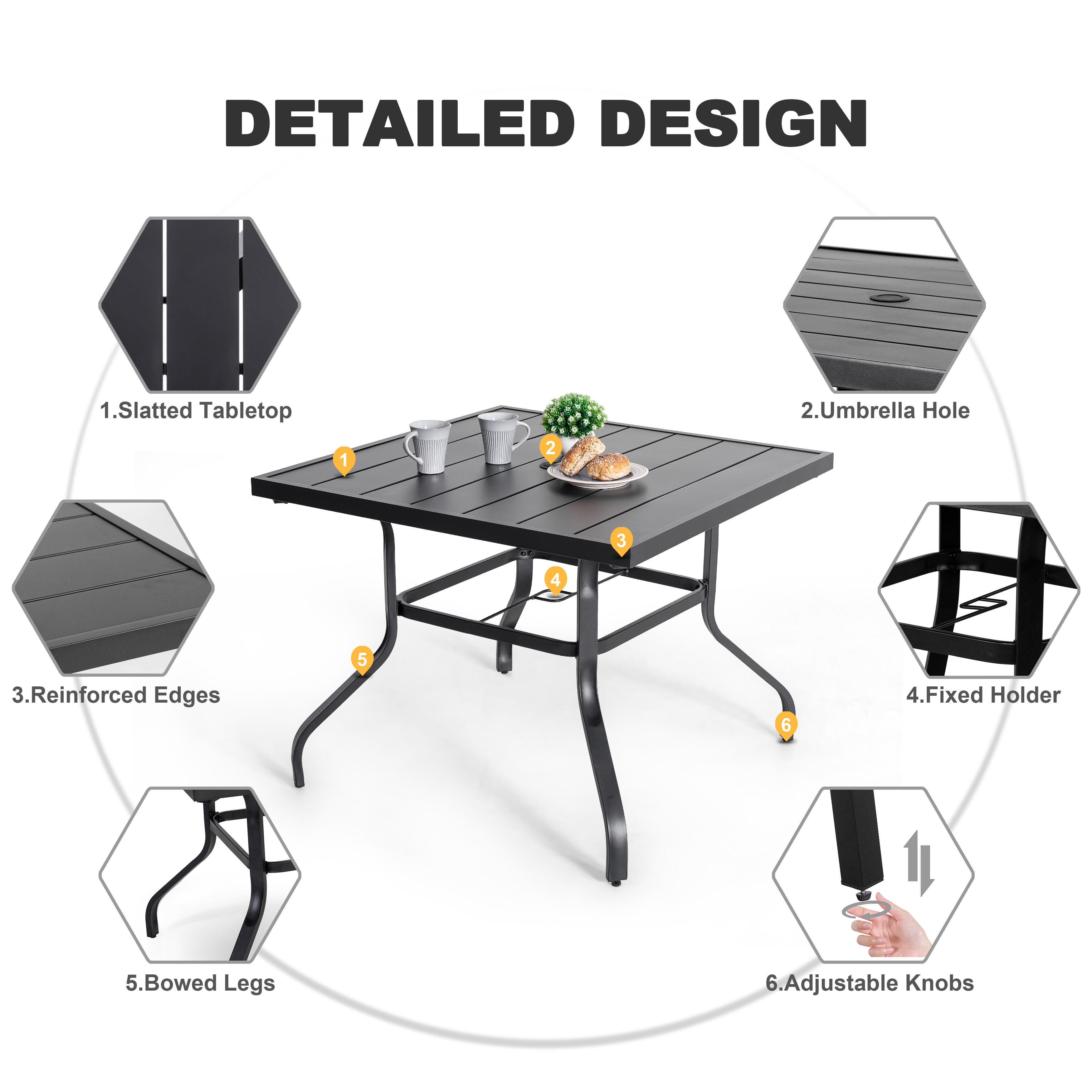 Nuu Garden Outdoor Dining Table and 4 Arm Chairs, , large