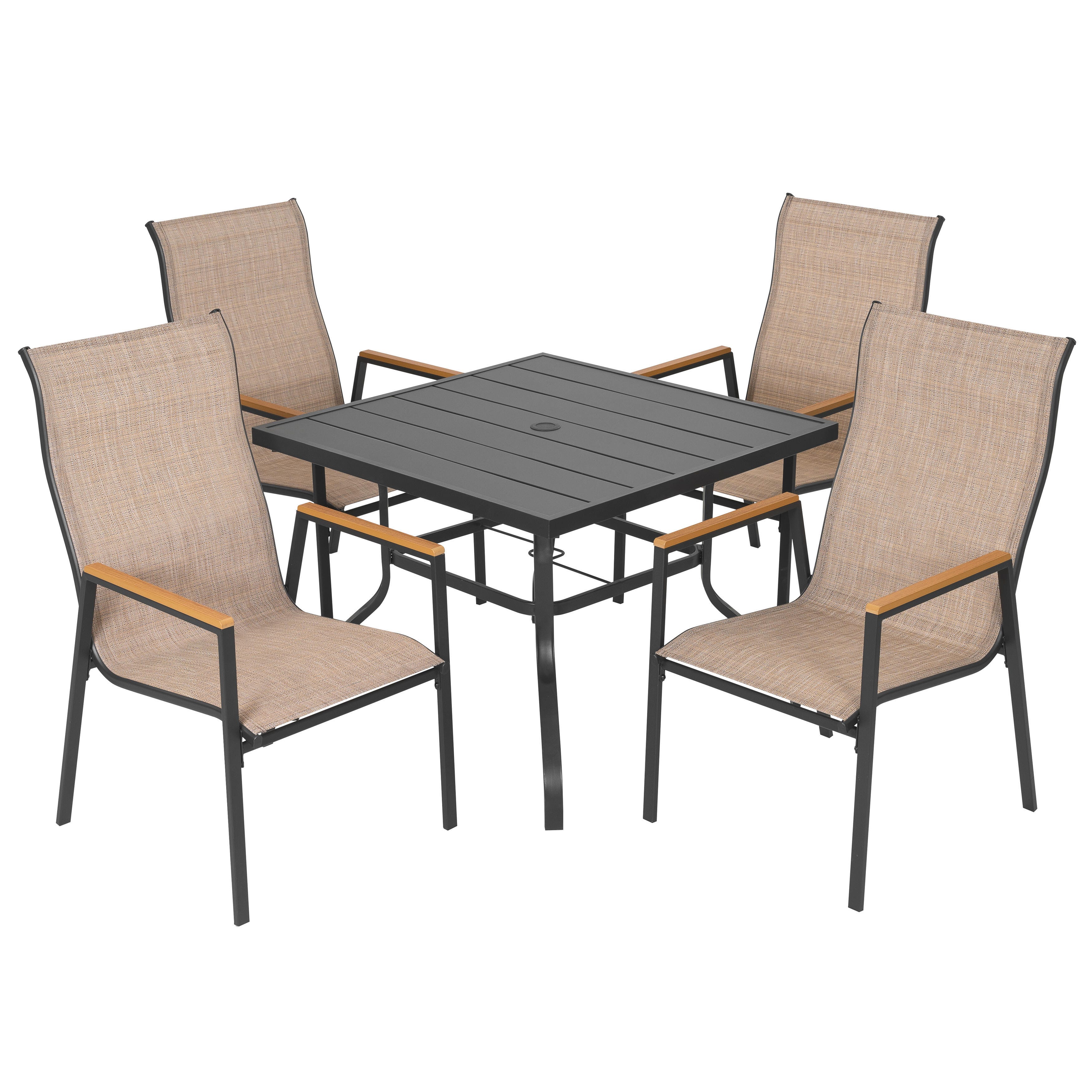 Nuu Garden Outdoor Dining Table and 4 Arm Chairs, , large