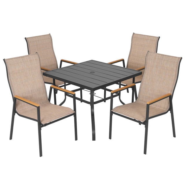 Nuu Garden Outdoor Dining Table and 4 Arm Chairs