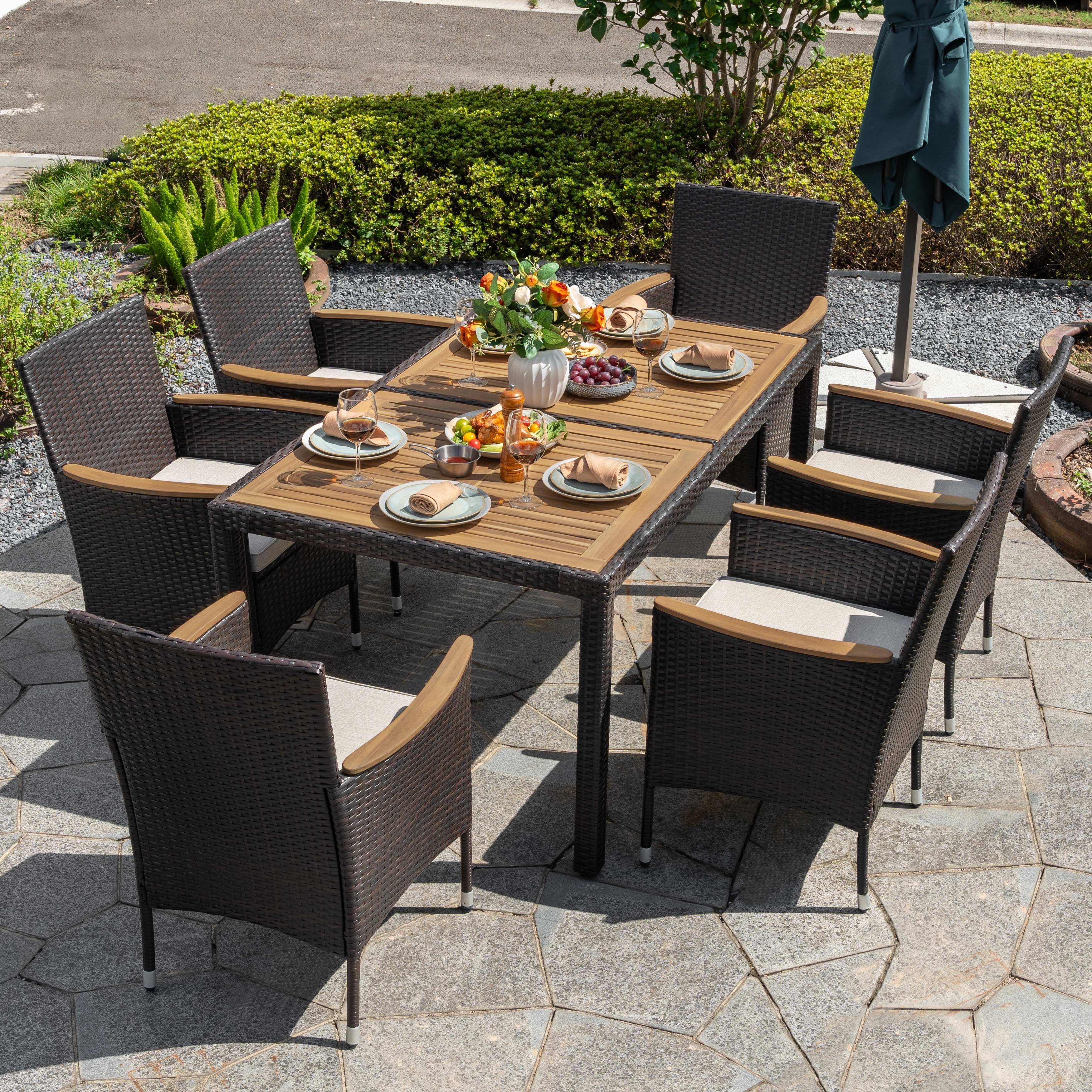 Nuu Garden Outdoor Dining Table and 6 Chairs, , large