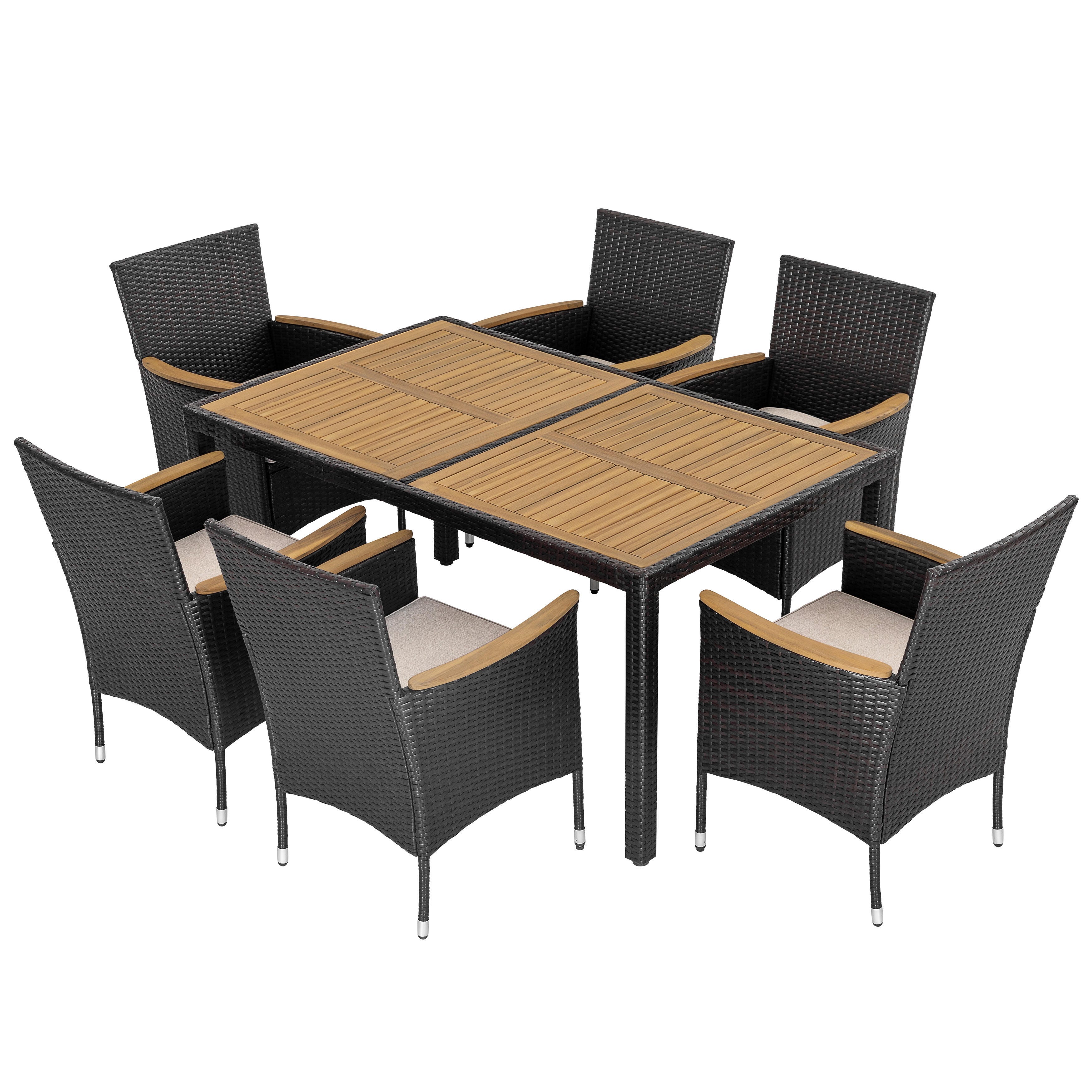 Nuu Garden Outdoor Dining Table and 6 Chairs, , large