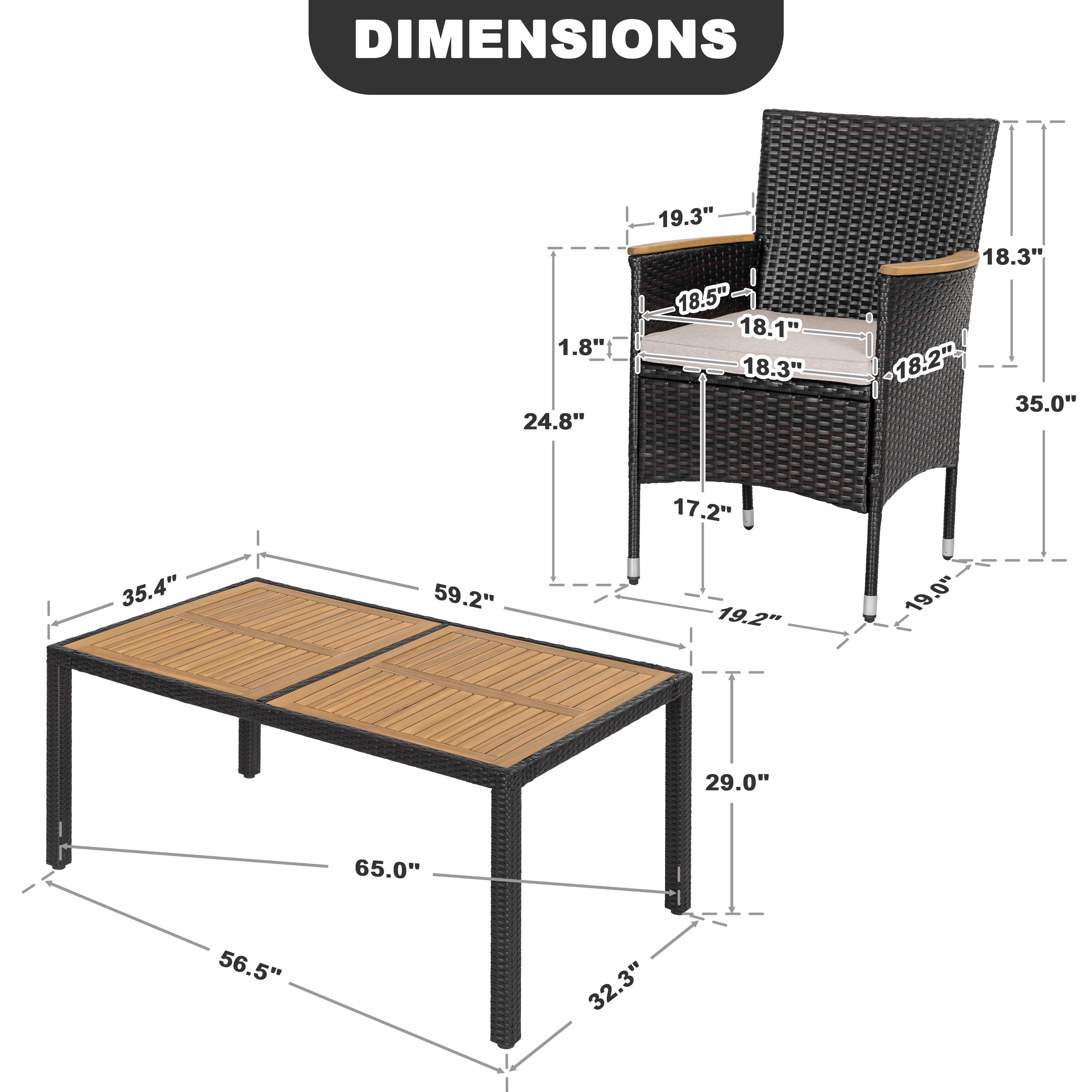 Nuu Garden Outdoor Dining Table and 6 Chairs, , large