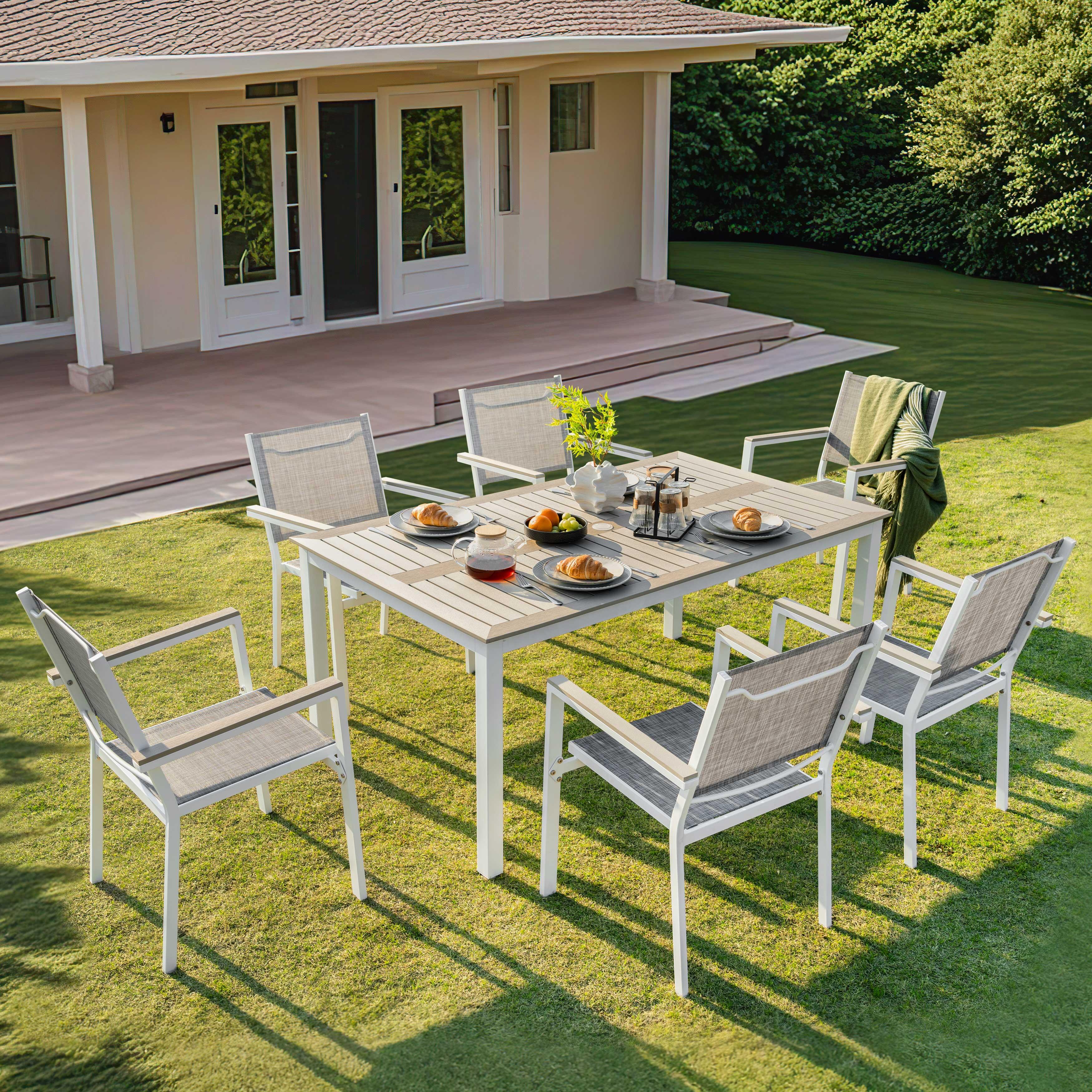 Nuu Garden Outdoor Patio Dining Table and 6 Chairs, , rollover