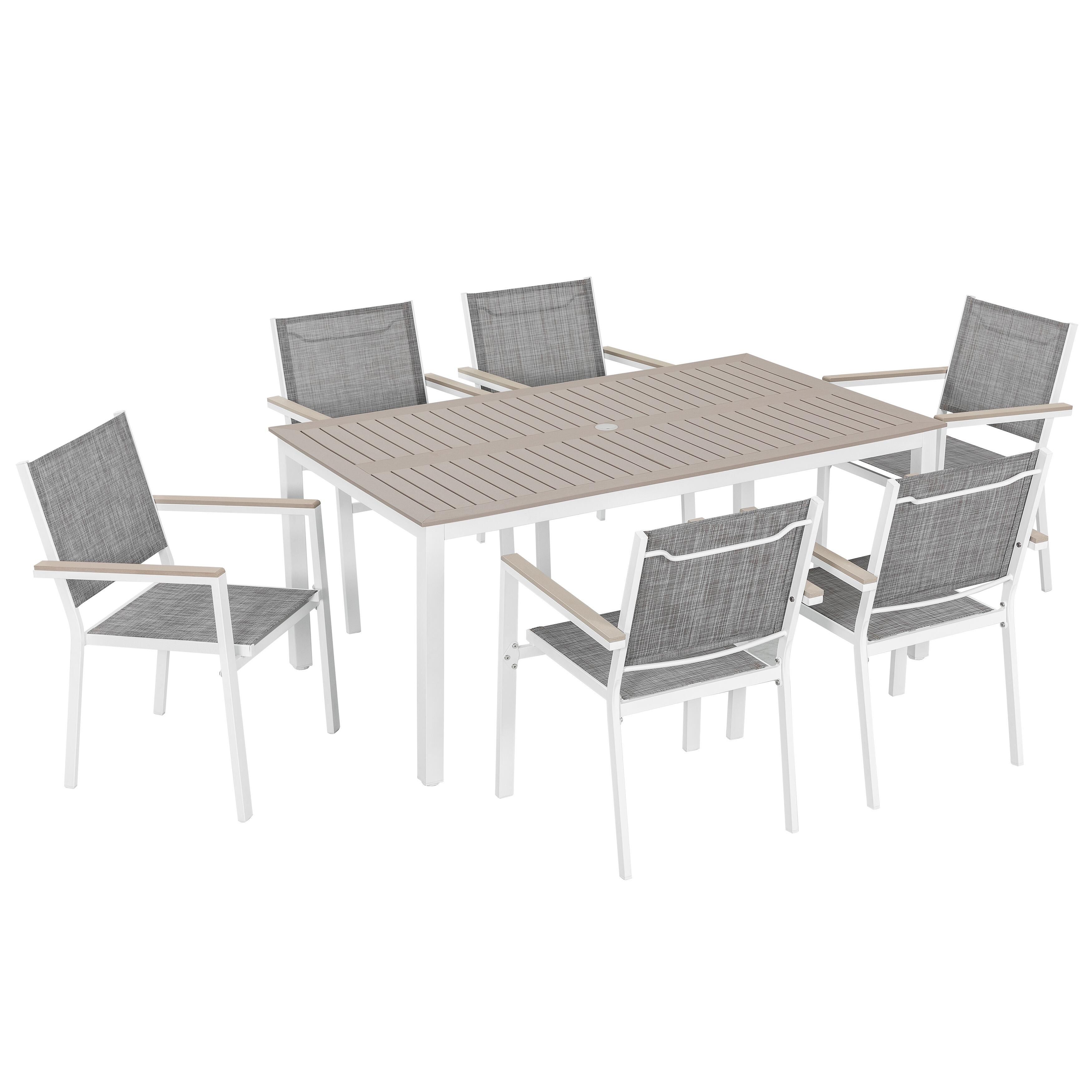 Nuu Garden Outdoor Patio Dining Table and 6 Chairs, , large