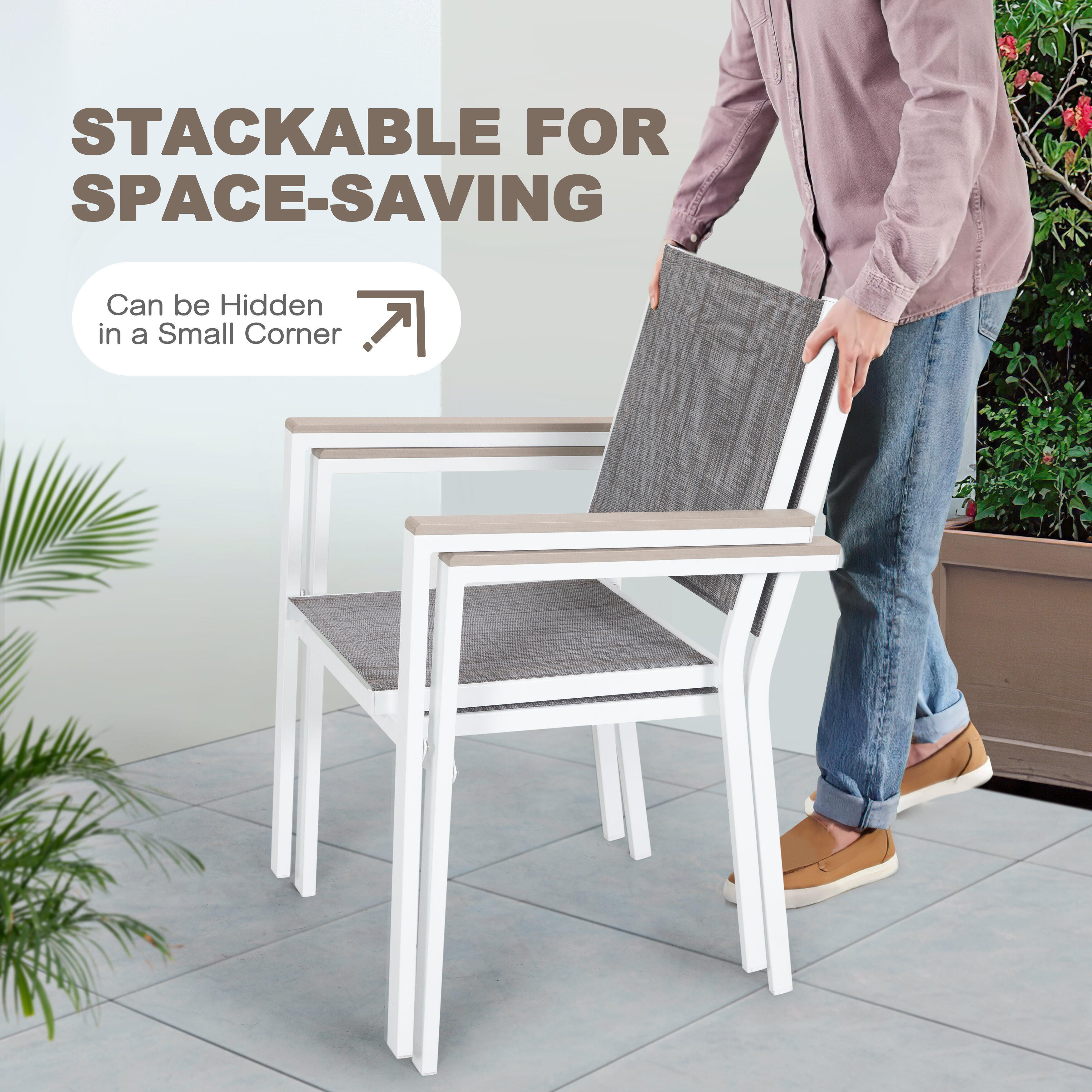 Nuu Garden Outdoor Patio Dining Table and 6 Chairs, , large