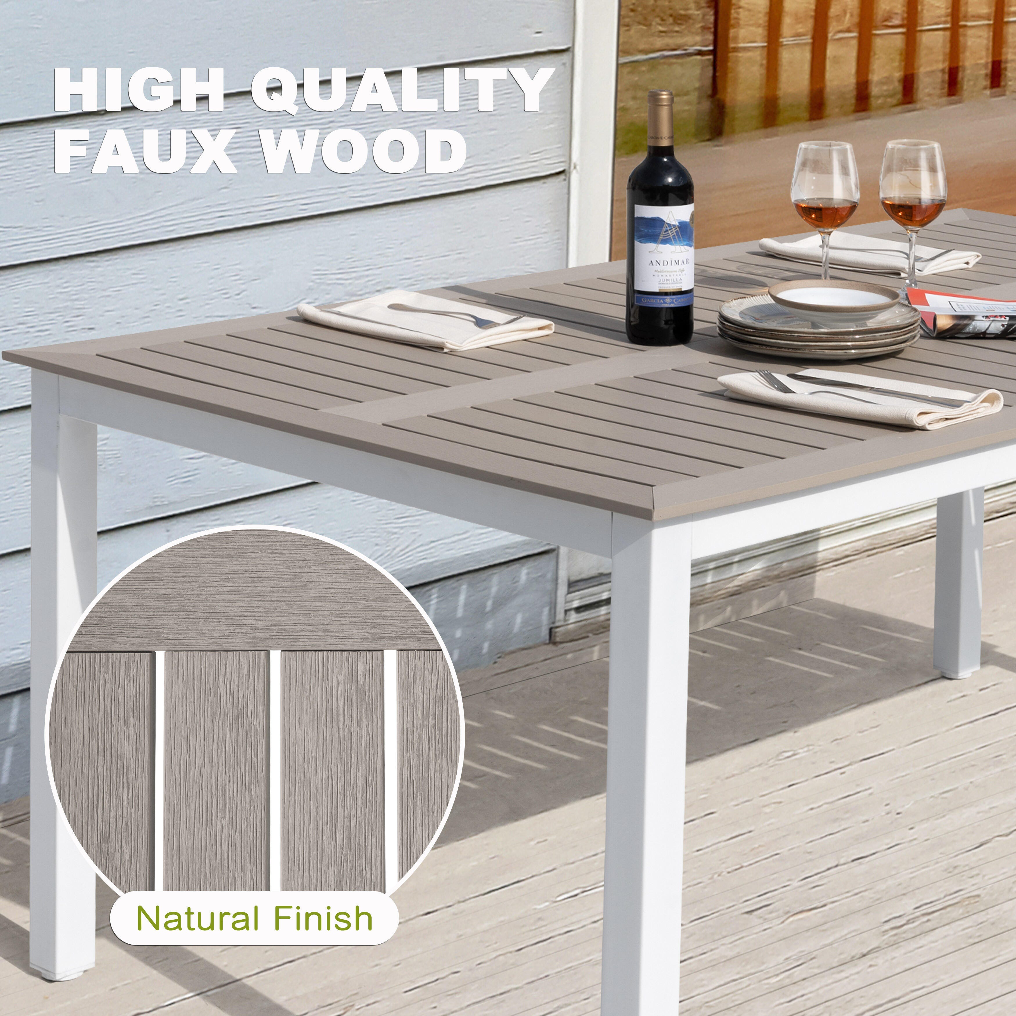 Nuu Garden Outdoor Patio Dining Table and 6 Chairs, , large