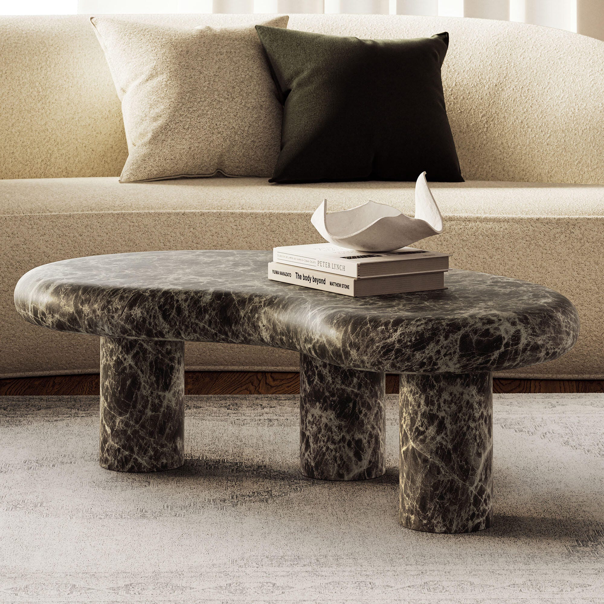 Modway Elowen Outdoor Coffee Table, Dark Emperador, large
