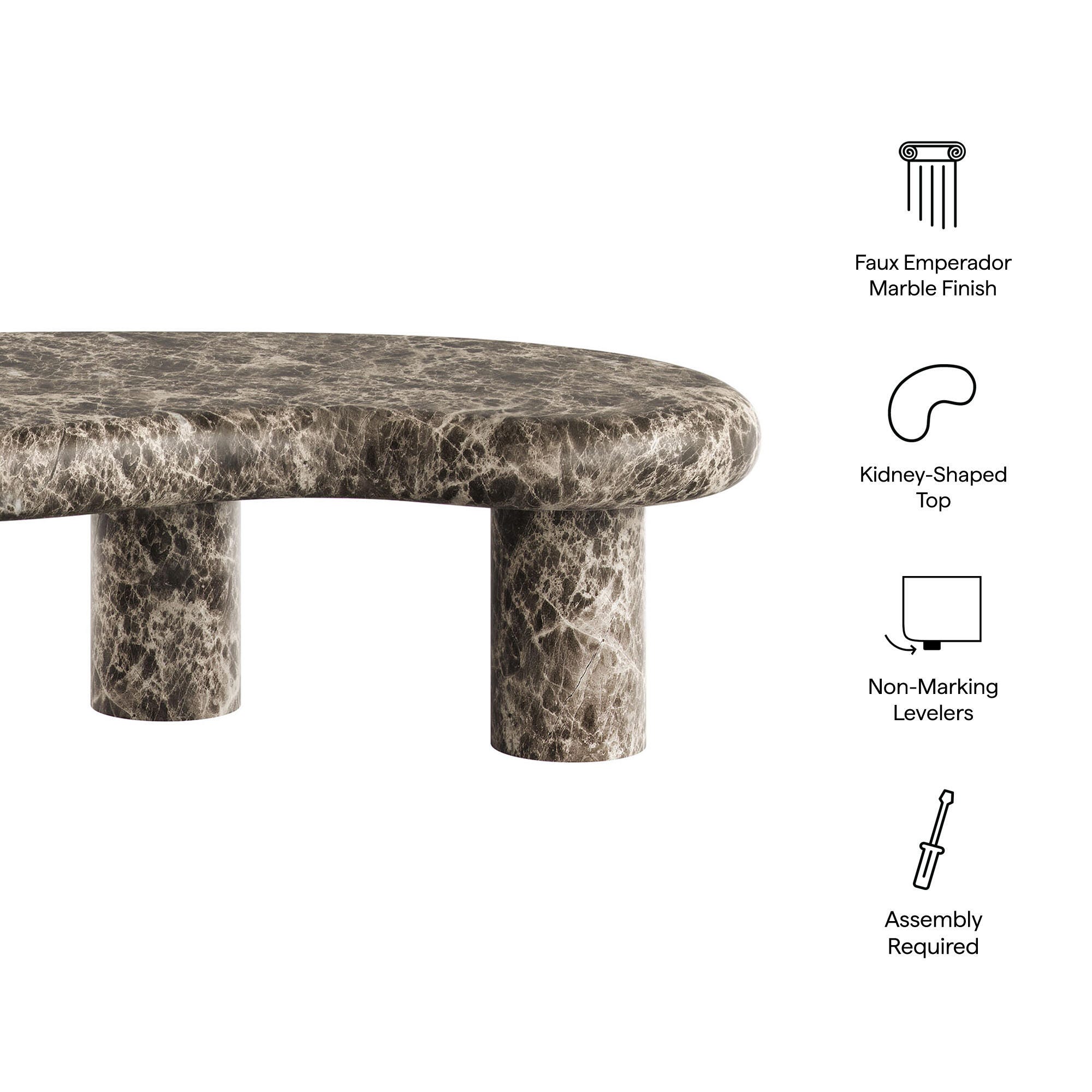 Modway Elowen Outdoor Coffee Table, Dark Emperador, large