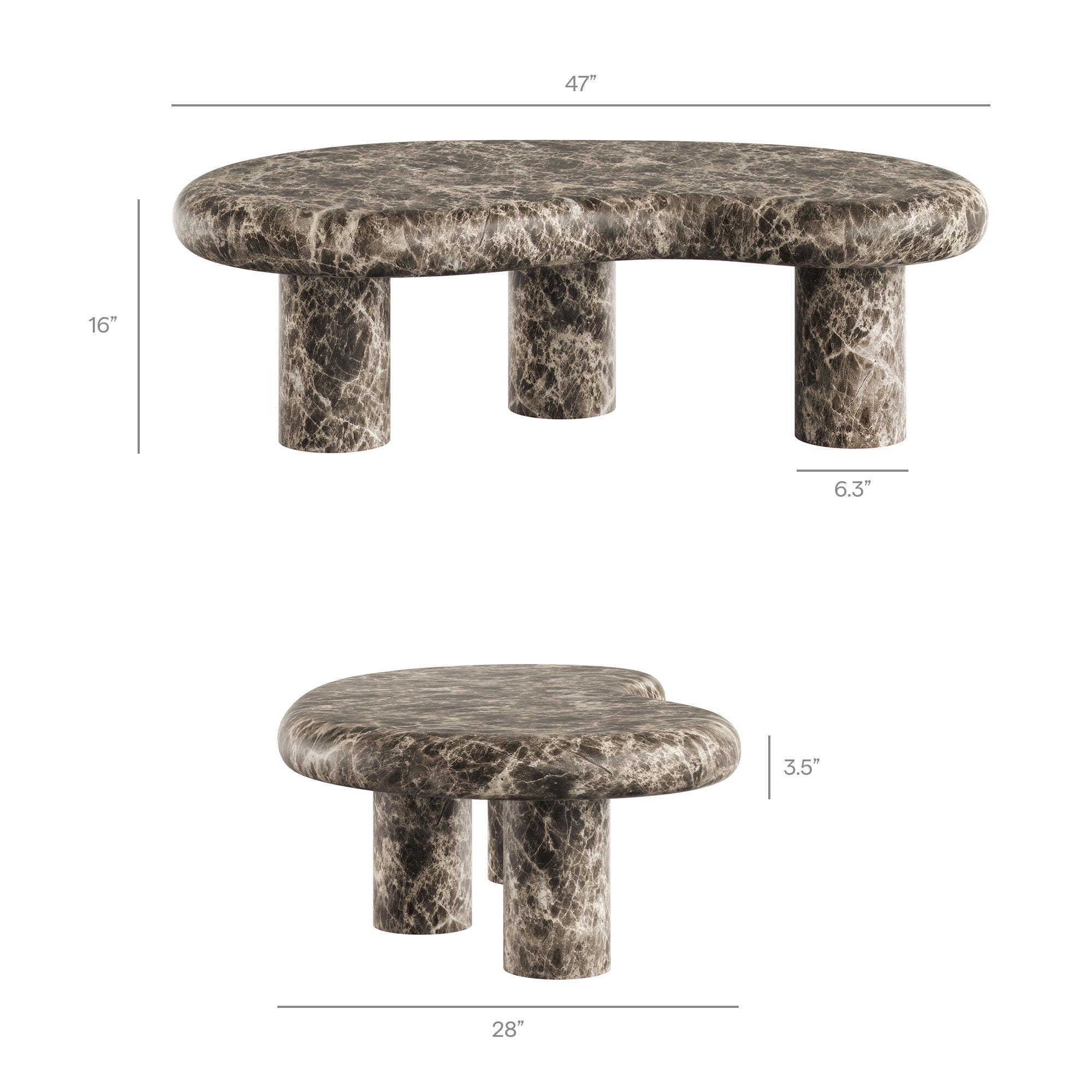 Modway Elowen Outdoor Coffee Table, Dark Emperador, large