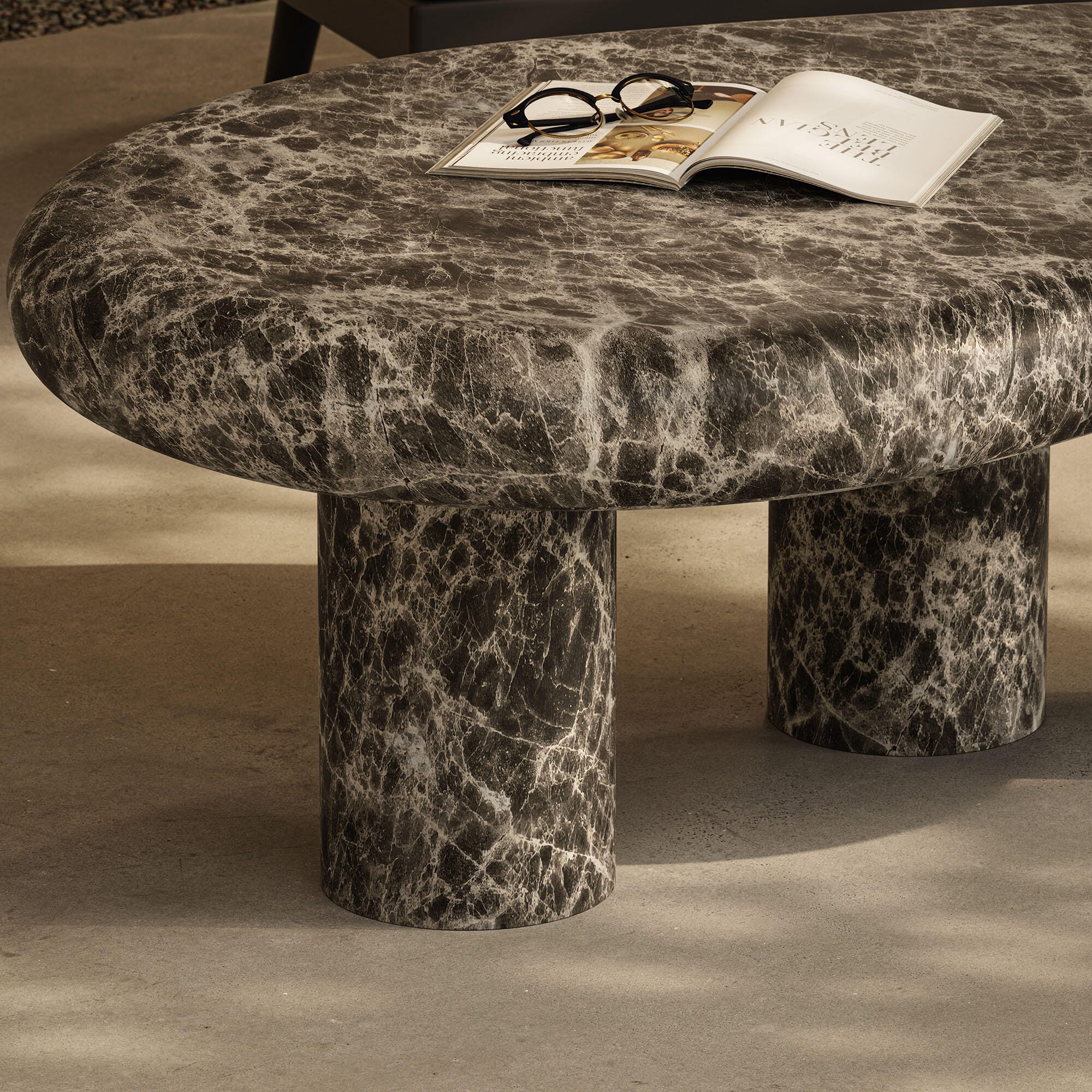 Modway Elowen Outdoor Coffee Table, Dark Emperador, large
