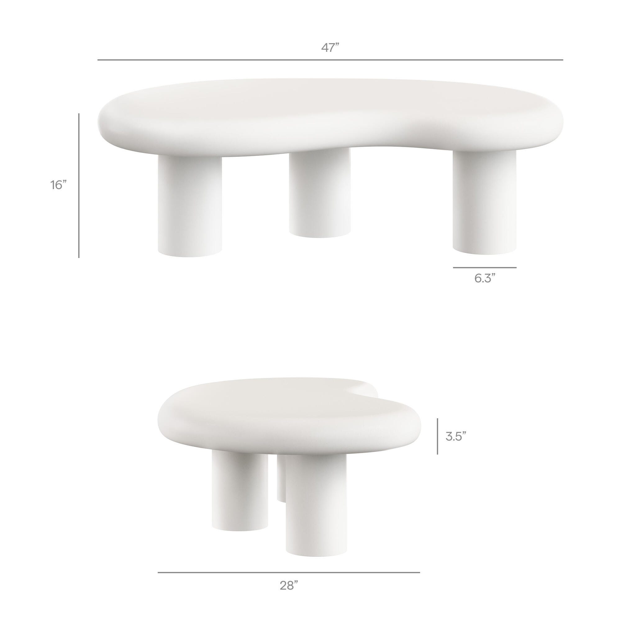 Modway Elowen Outdoor Coffee Table, White, large
