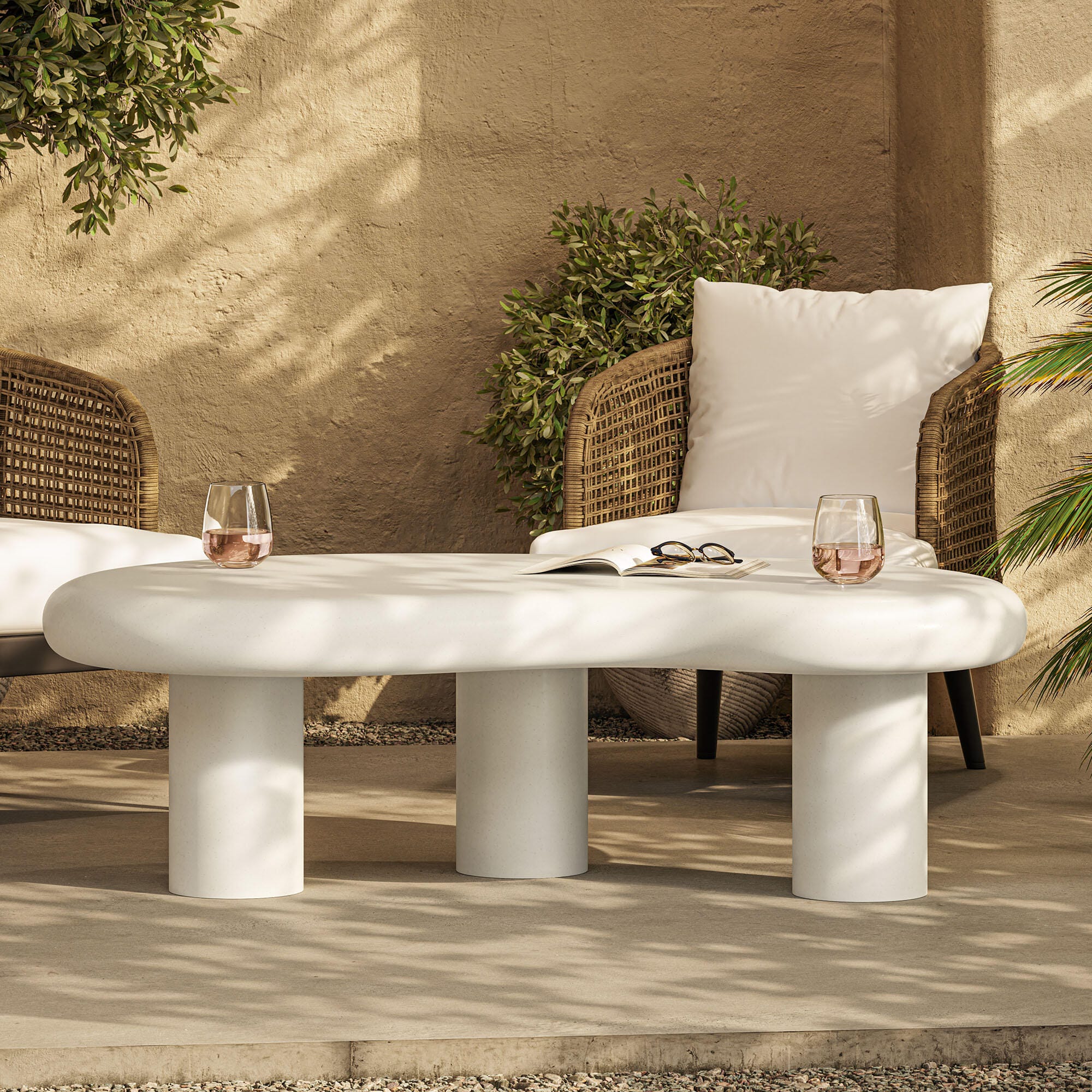 Modway Elowen Outdoor Coffee Table, White, large