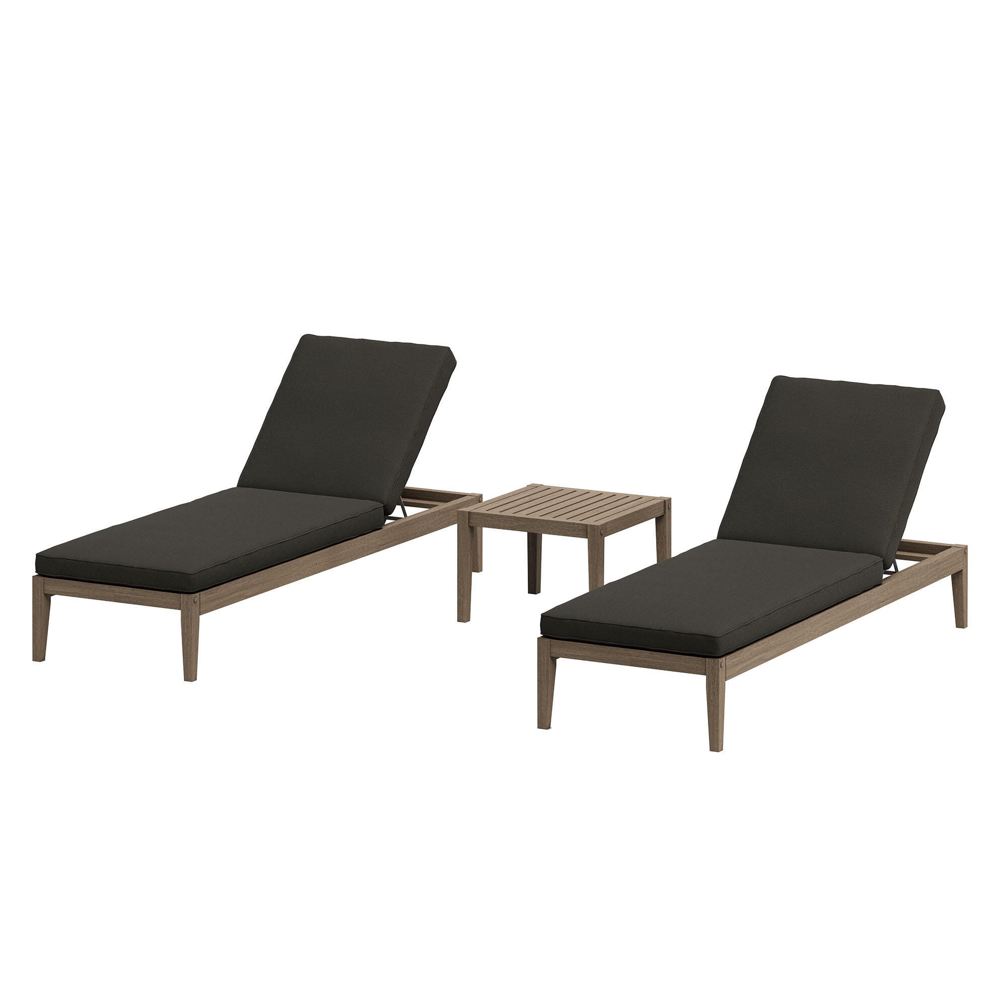 Modway Northlake Outdoor 2 Chaise Lounge and Side Table, Flint Gray, large