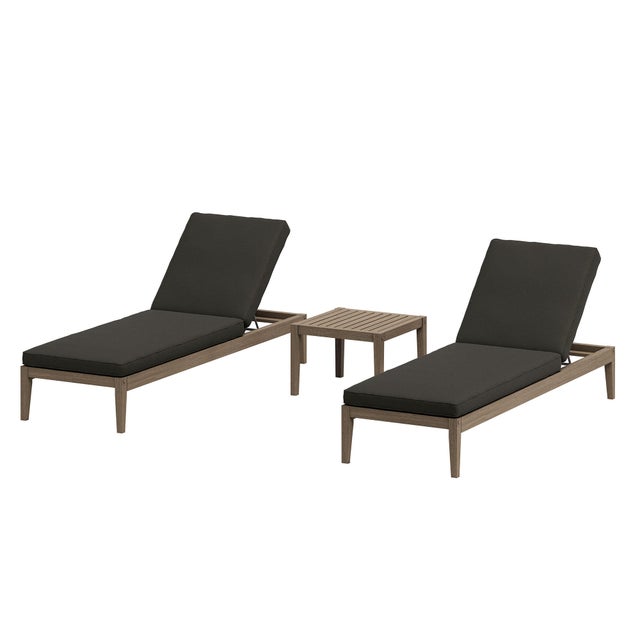 Modway Northlake Outdoor 2 Chaise Lounge and Side Table, Flint Gray