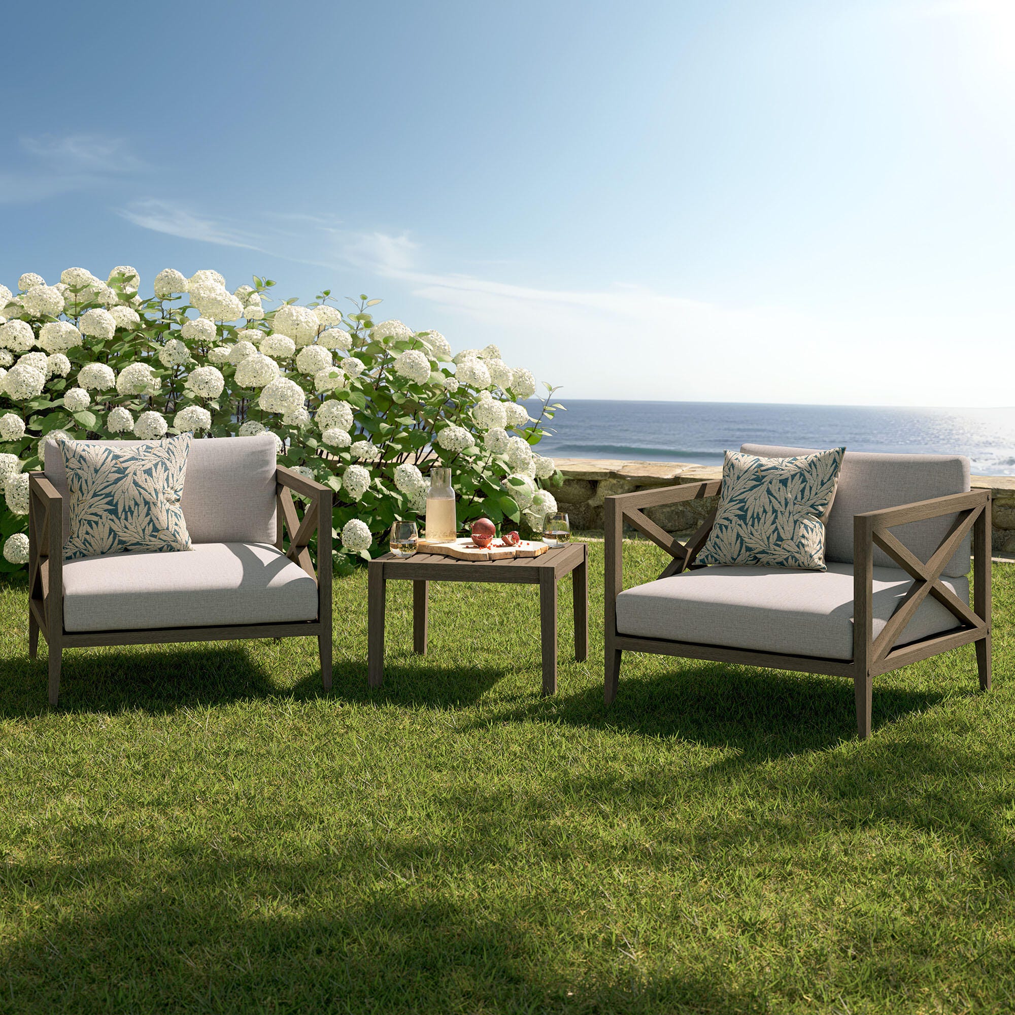 Modway Northlake Outdoor 2 Armchair and Side Table | Ashley
