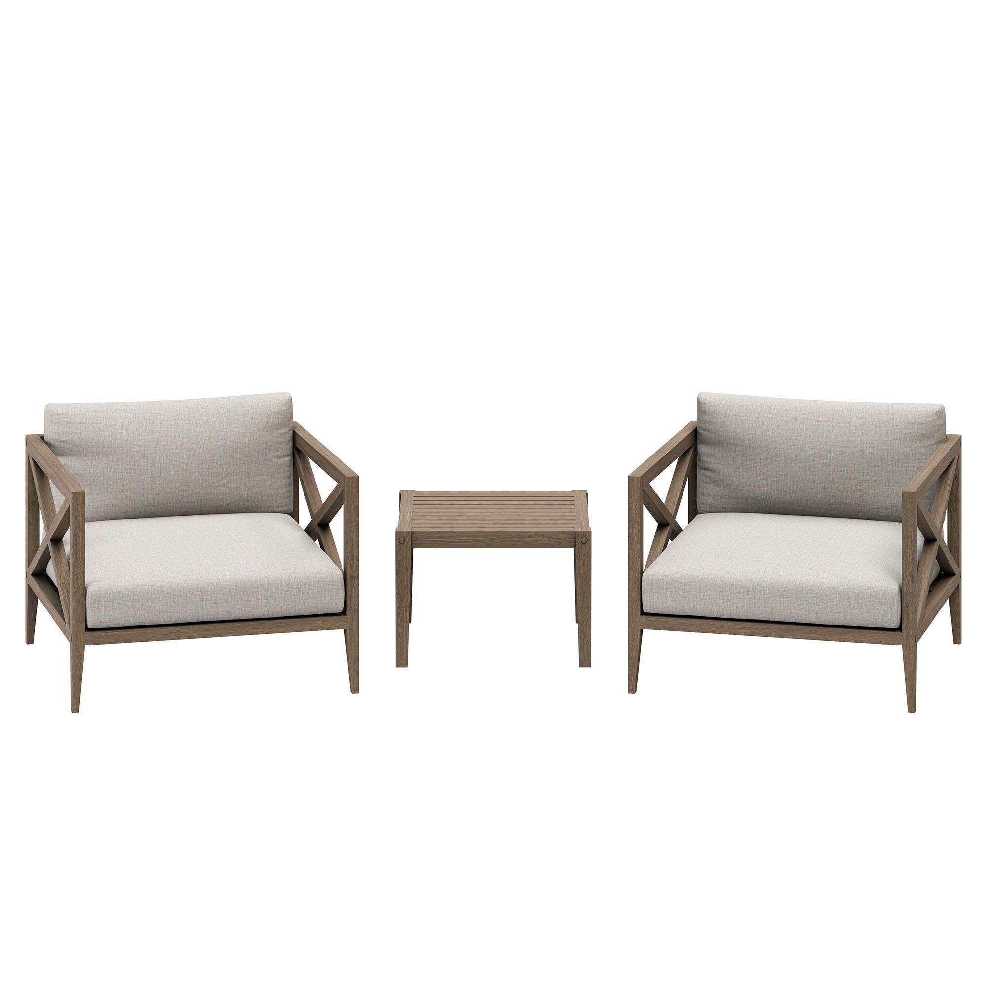 Modway Northlake Outdoor 2 Armchair and Side Table, Pebble, large