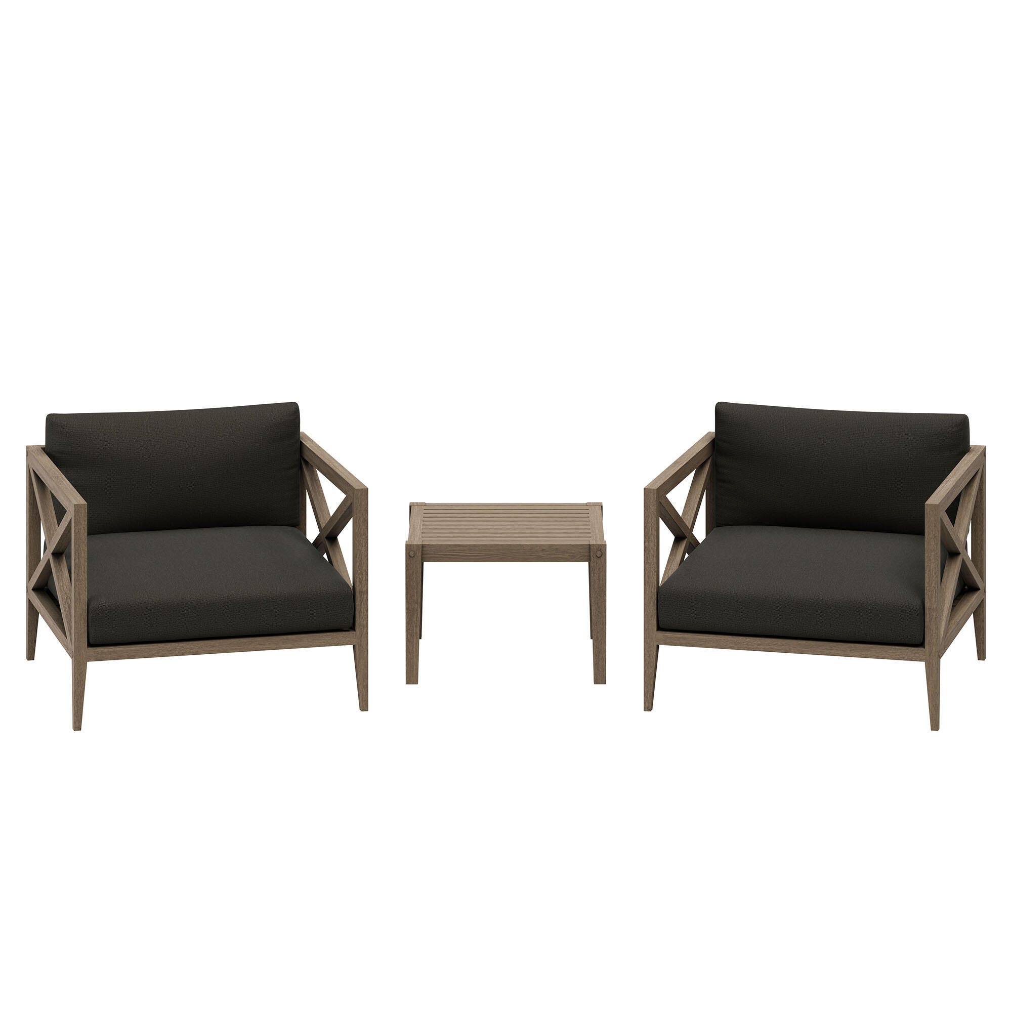 Modway Northlake Outdoor 2 Armchair and Side Table, Flint Gray, large