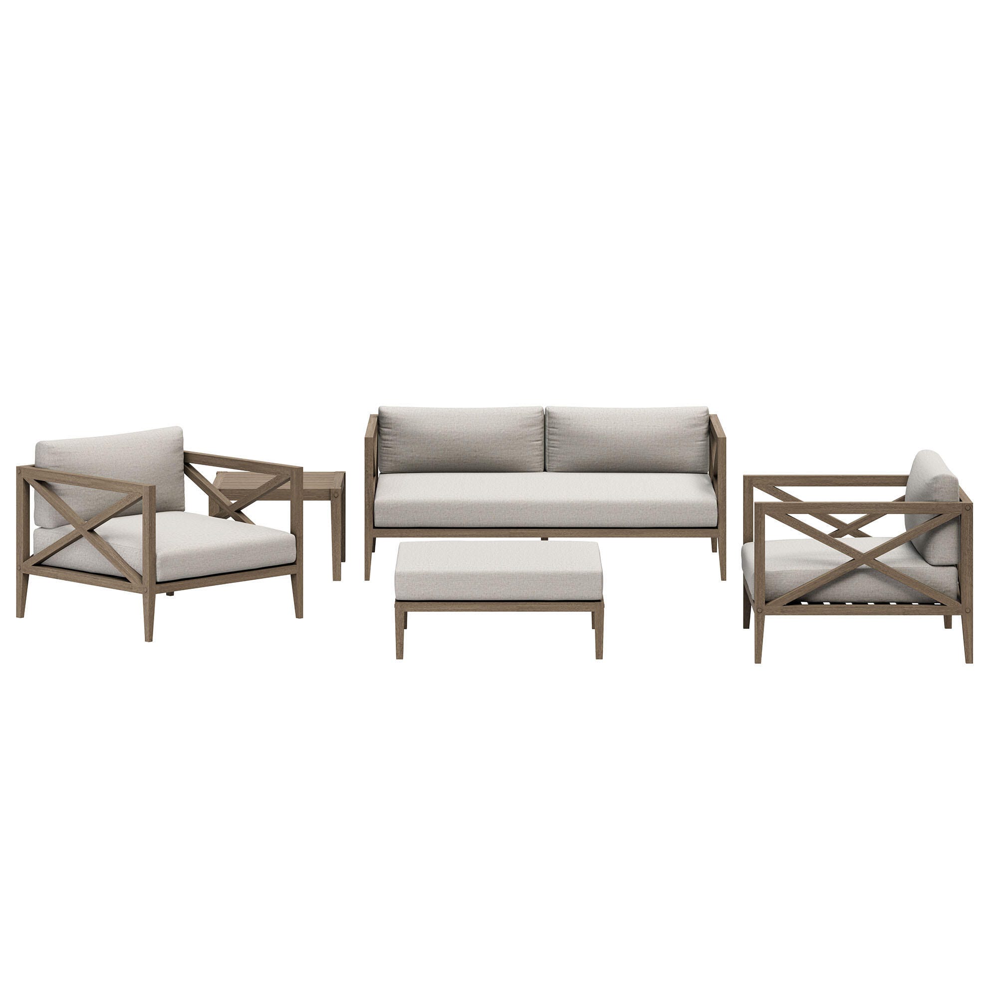 Modway Northlake Outdoor Conversation Set with Side Table, Pebble, large