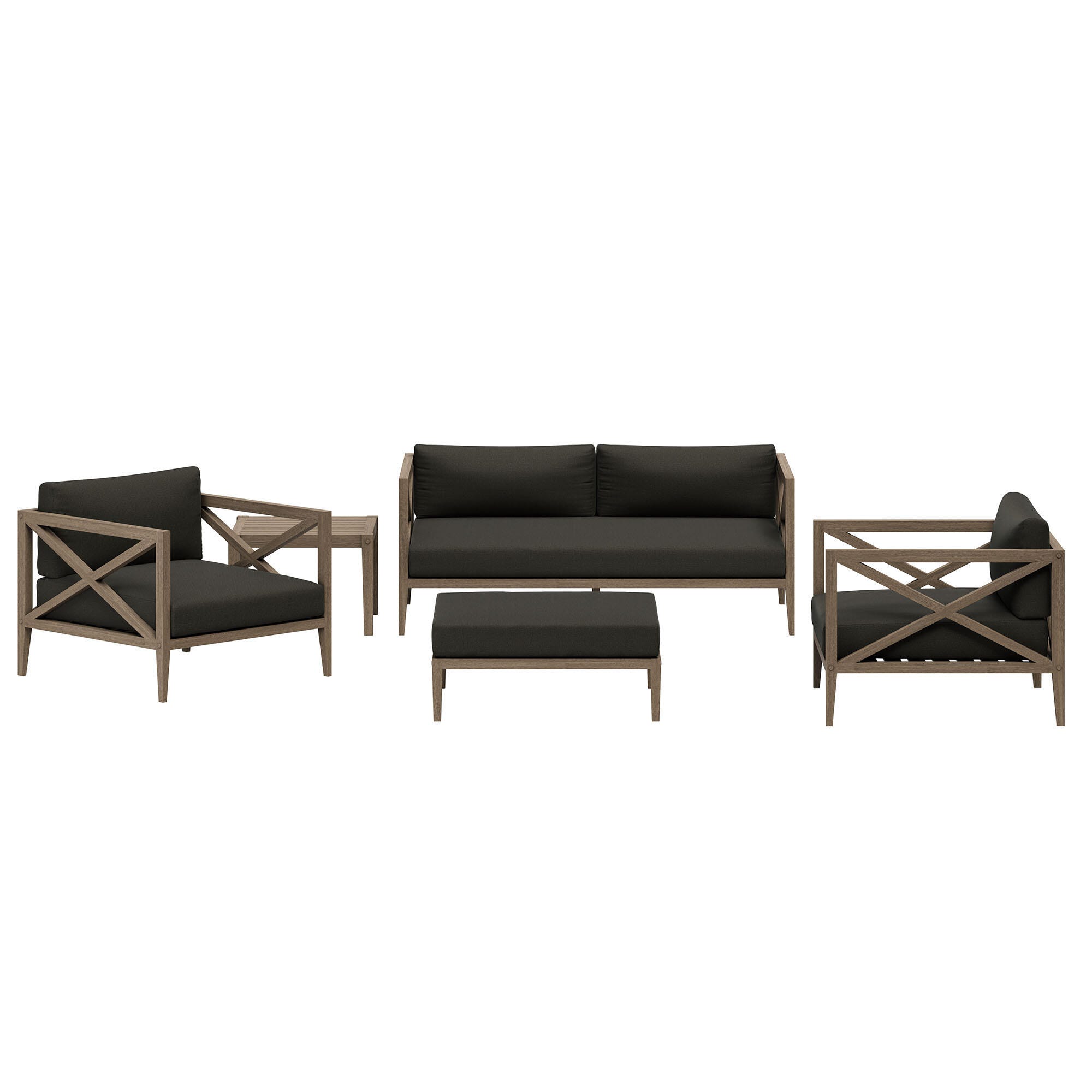 Modway Northlake Outdoor Conversation Set with Side Table, Flint Gray, large
