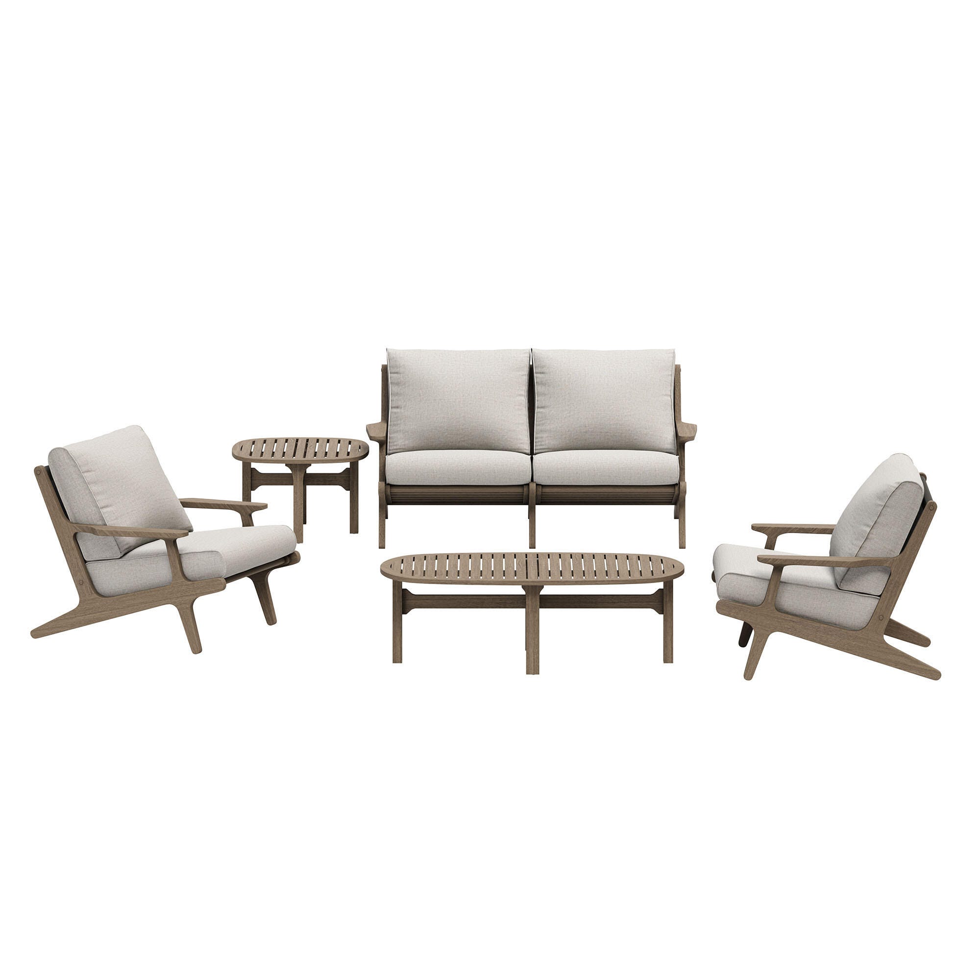 Modway Saratoga Outdoor Conversation Set, Pebble, large