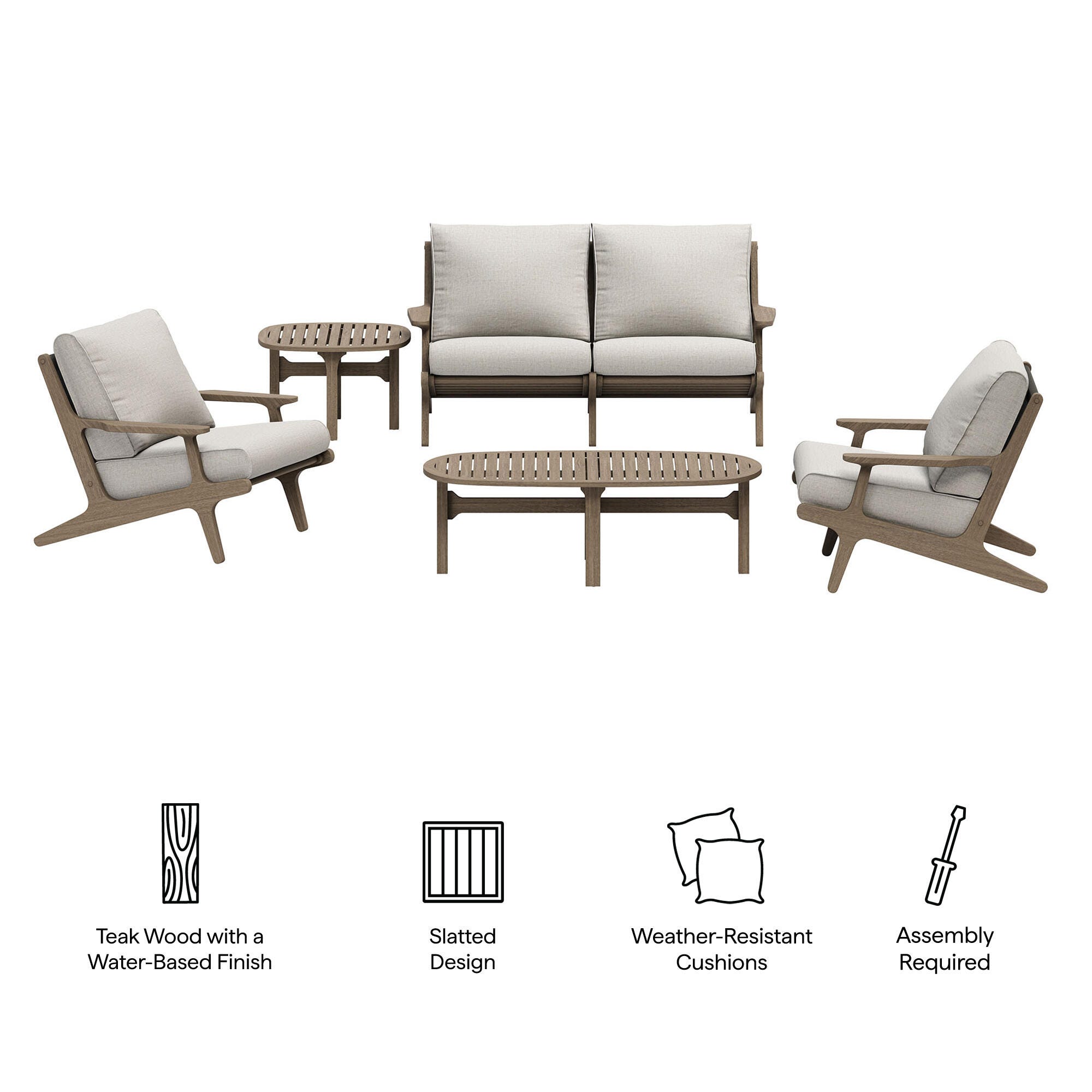 Modway Saratoga Outdoor Conversation Set, Pebble, large