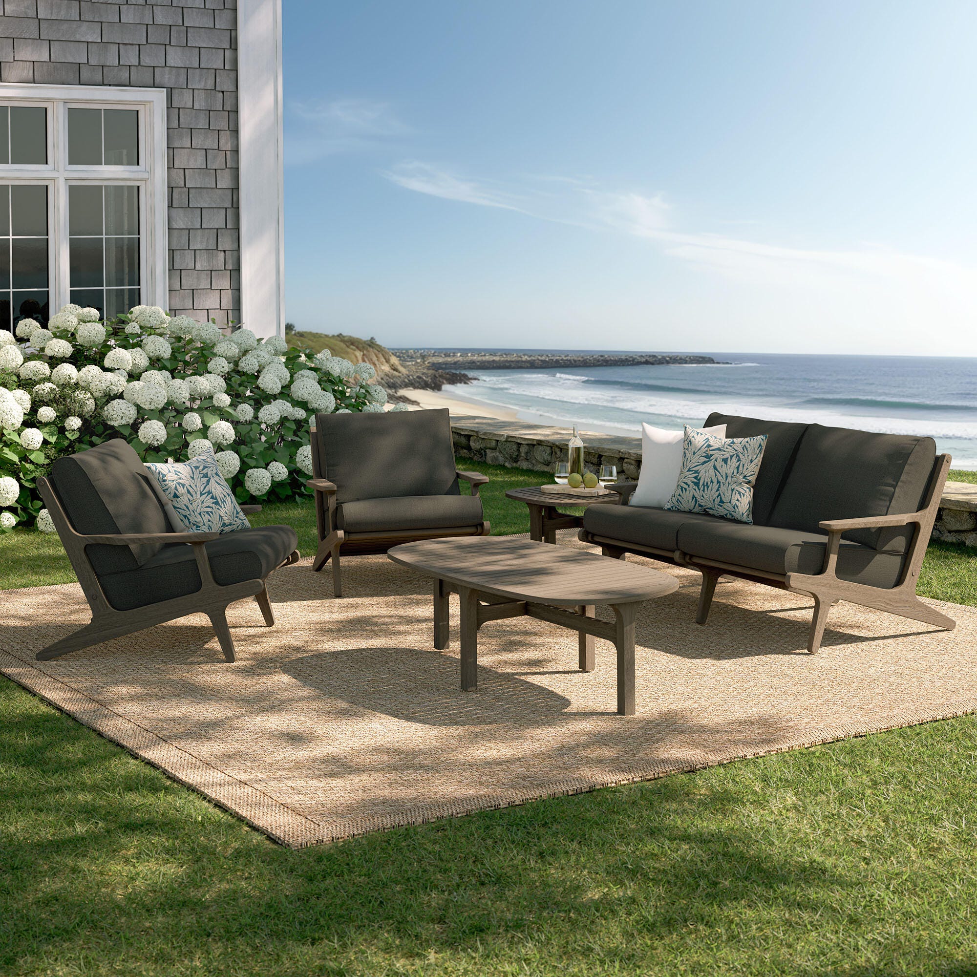 Modway Saratoga Outdoor Conversation Set, Flint Gray, rollover