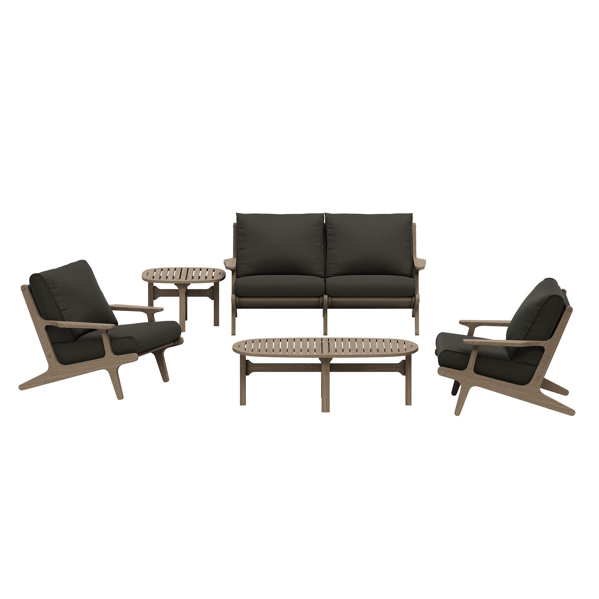Modway Saratoga Outdoor Conversation Set, Flint Gray, large