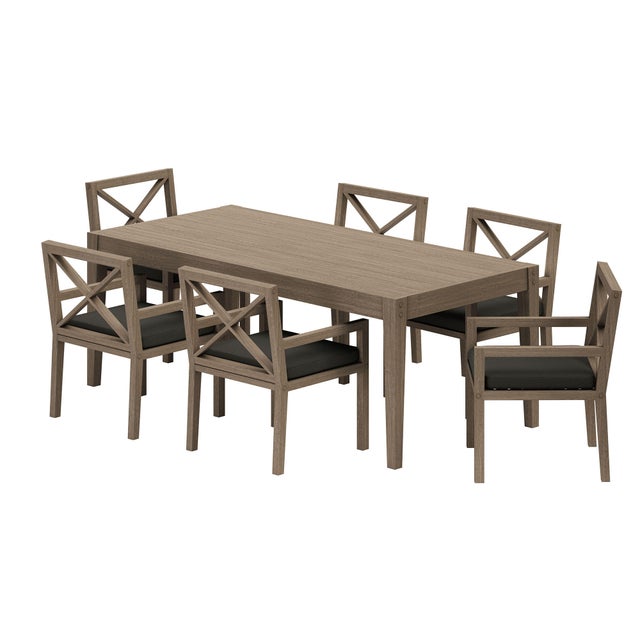 Modway Northlake Outdoor Dining Table and 6 Chairs, Flint Gray