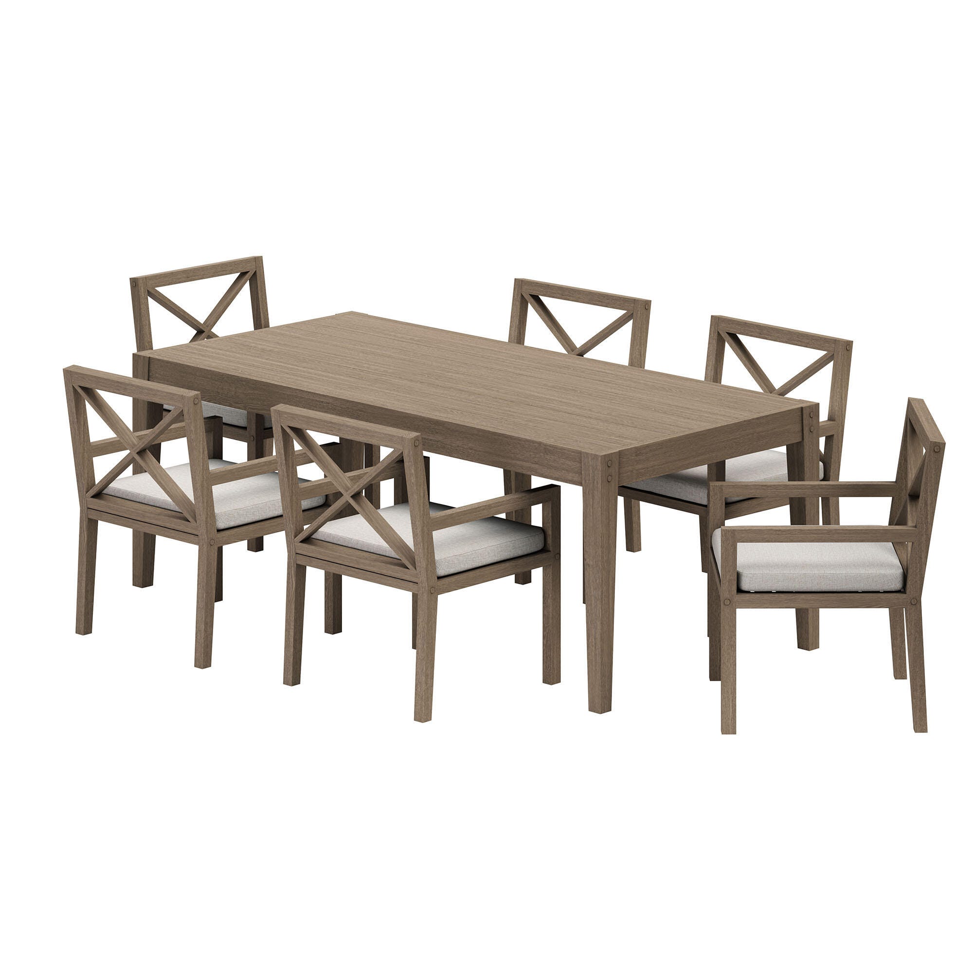 Modway Northlake Outdoor Dining Table and 6 Chairs, Pebble, large