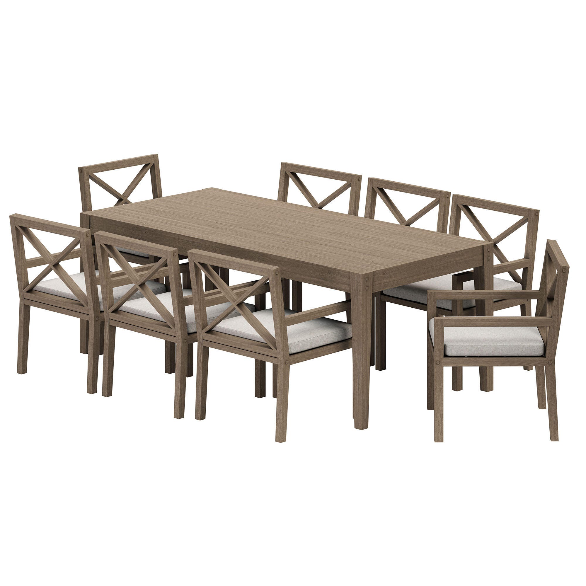 Modway Northlake Outdoor Dining Table and 8 Chairs, Pebble, large