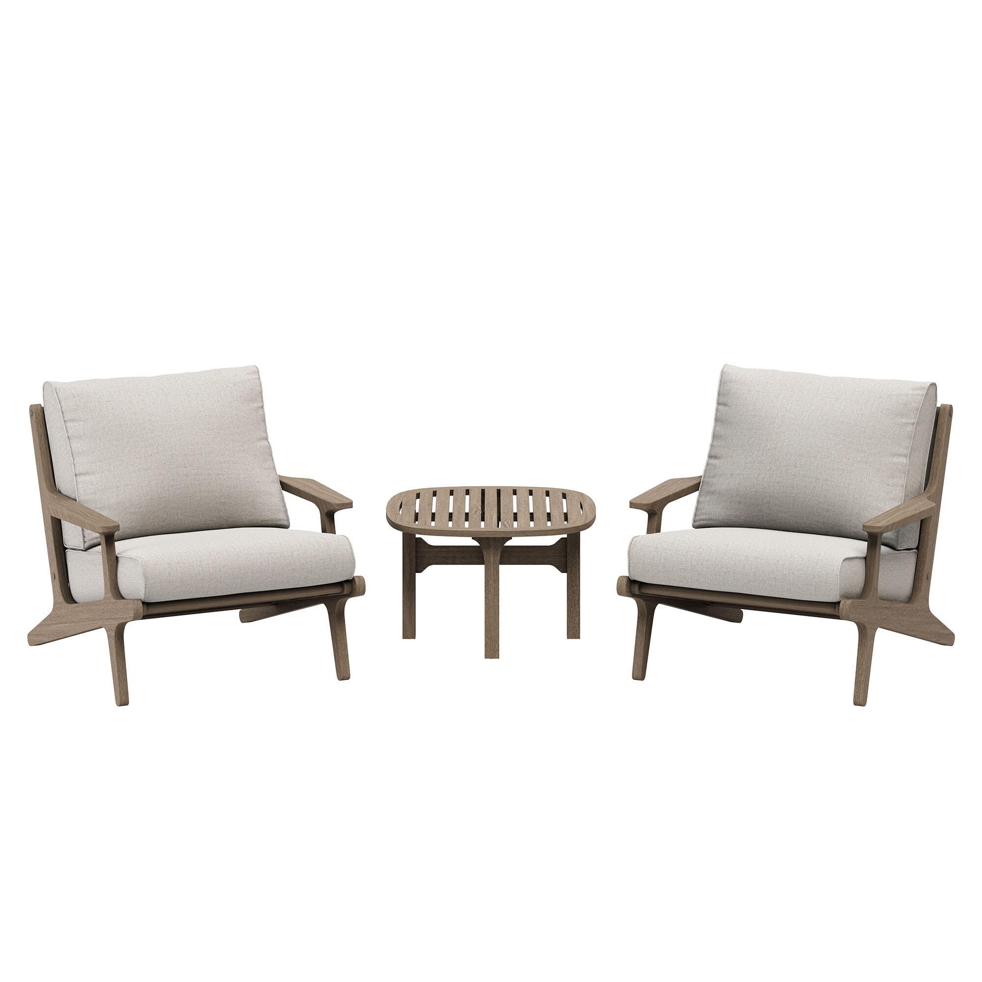 Modway Saratoga Outdoor 2 Lounge Chair and Side Table, Pebble, large