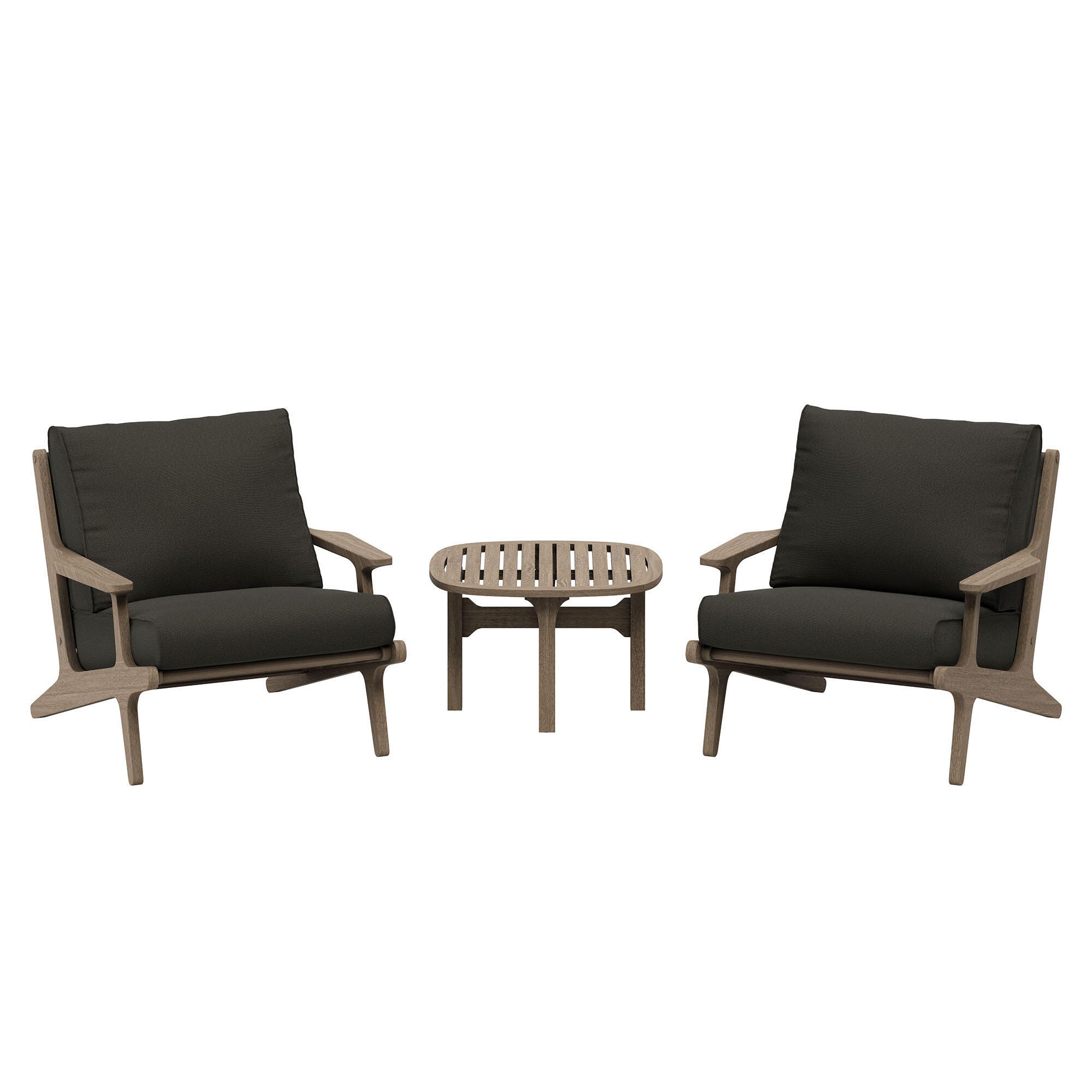 Modway Saratoga Outdoor 2 Lounge Chair and Side Table, Flint Gray, large
