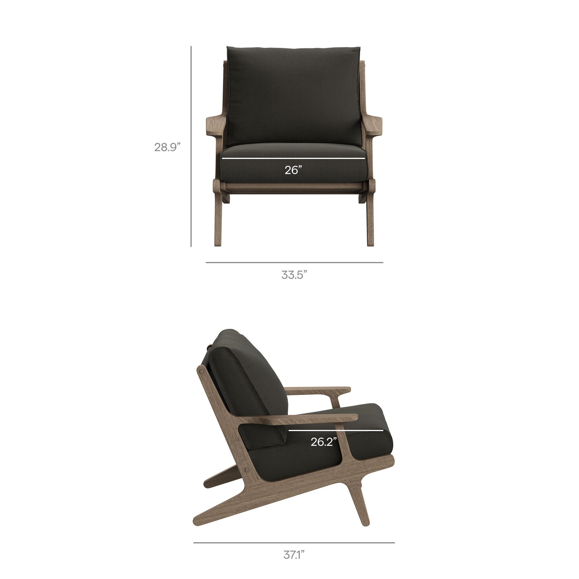 Modway Saratoga Outdoor 2 Lounge Chair and Side Table, Flint Gray, large