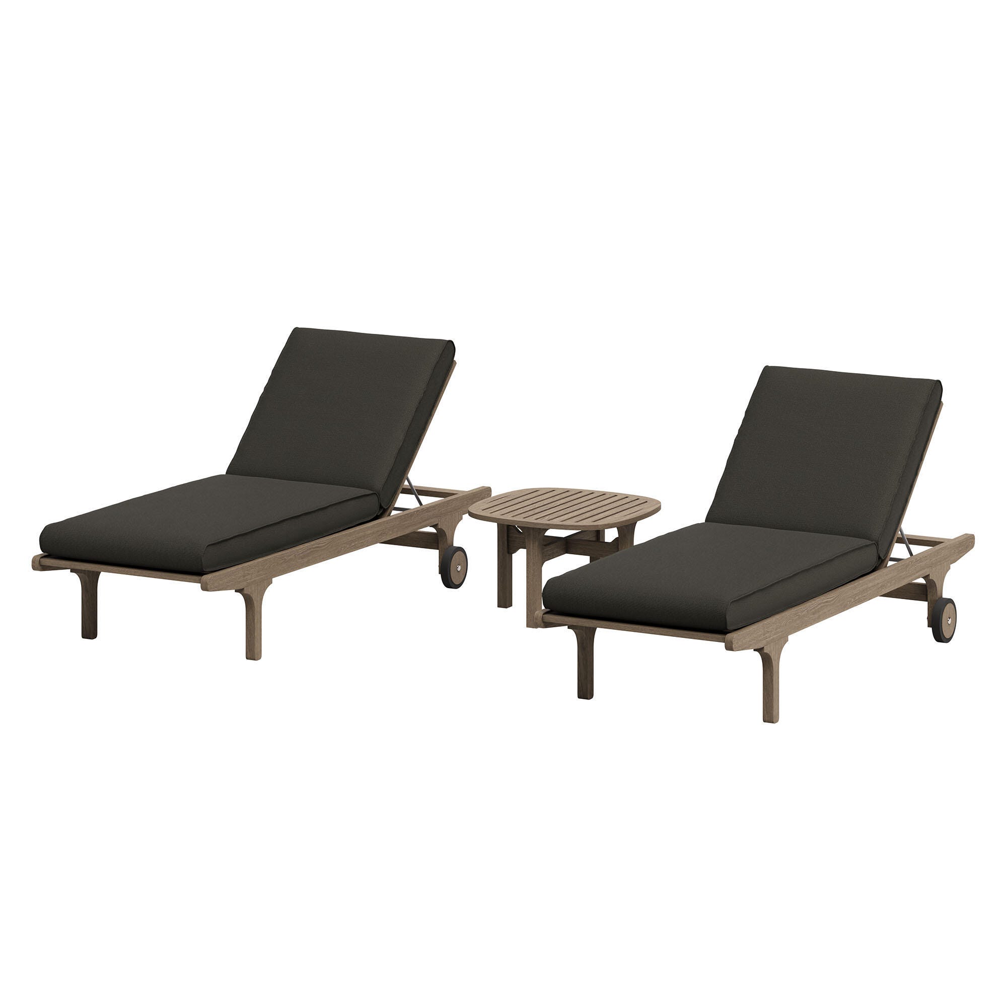 Modway Saratoga Outdoor 2 Chaise Lounge and Side Table, Flint Gray, large