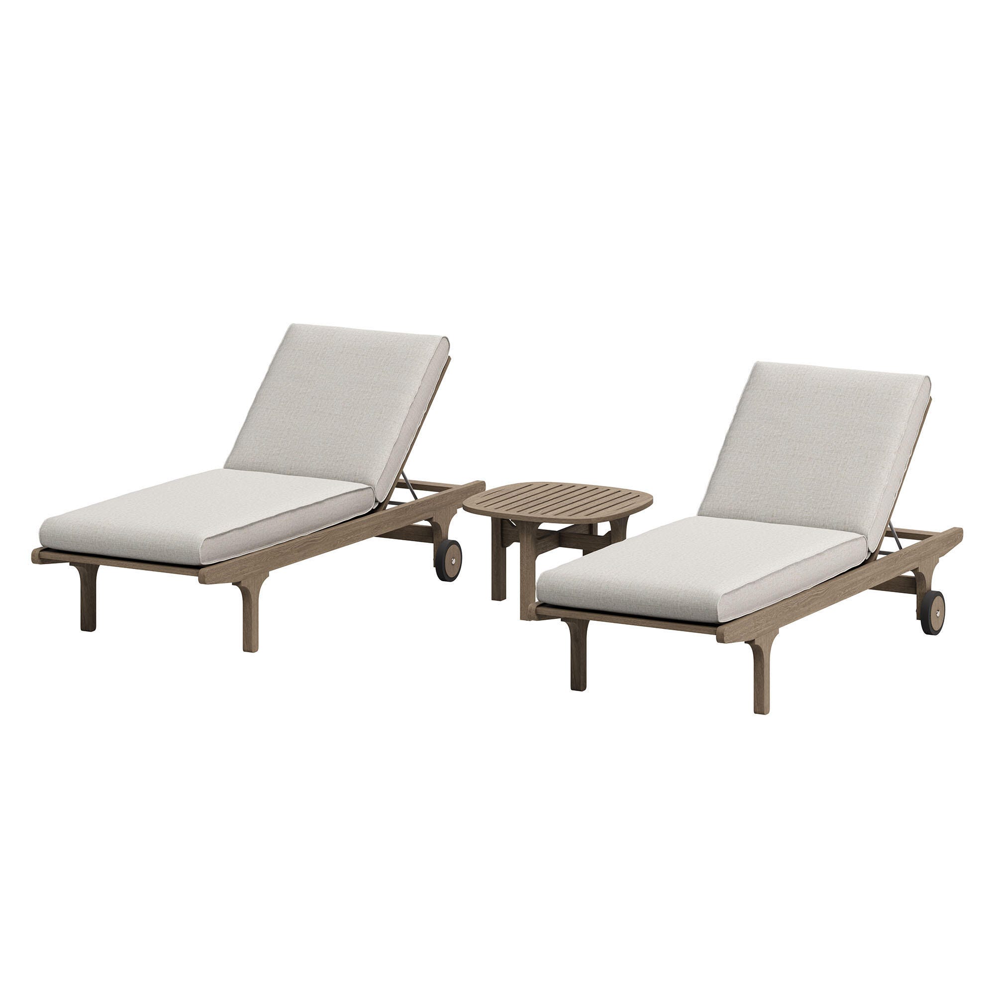 Modway Saratoga Outdoor 2 Chaise Lounge and Side Table, Pebble, large
