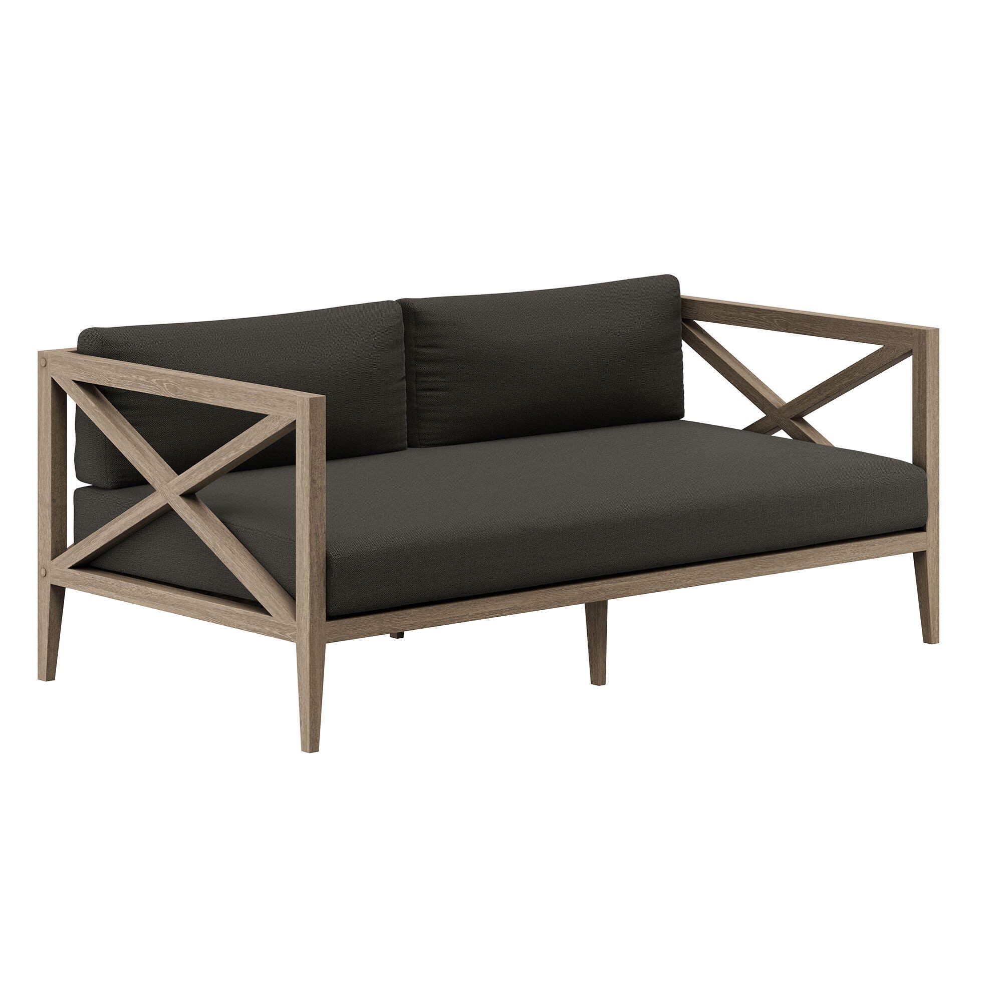 Modway Northlake Outdoor Loveseat and Ottoman Set, Flint Gray, large