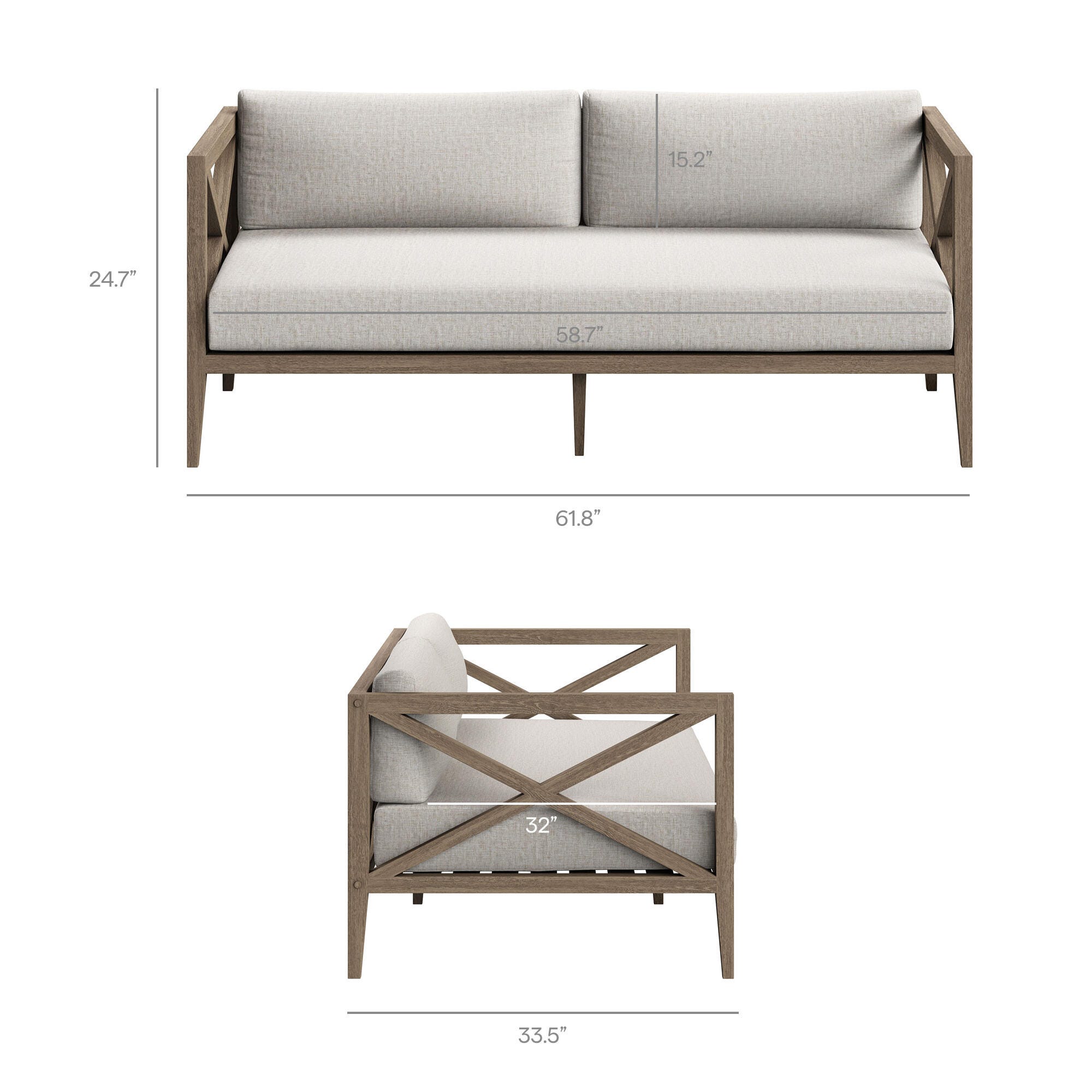 Modway Northlake Outdoor Loveseat and Ottoman Set, Pebble, large