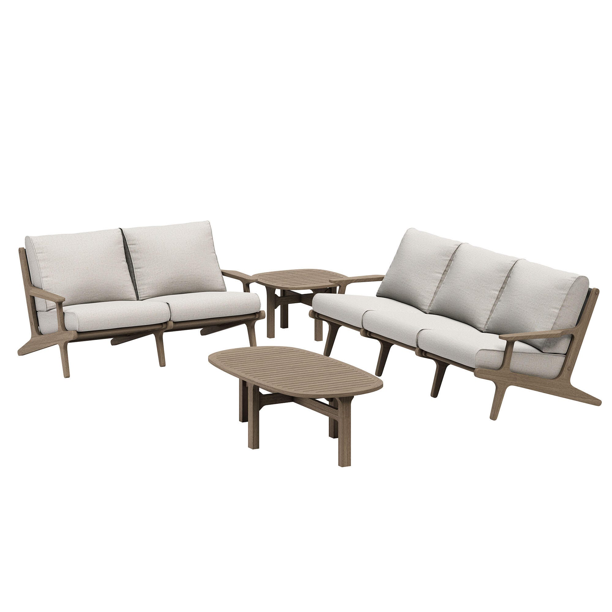 Modway Saratoga Outdoor Conversation Set with Side Table, Pebble, large