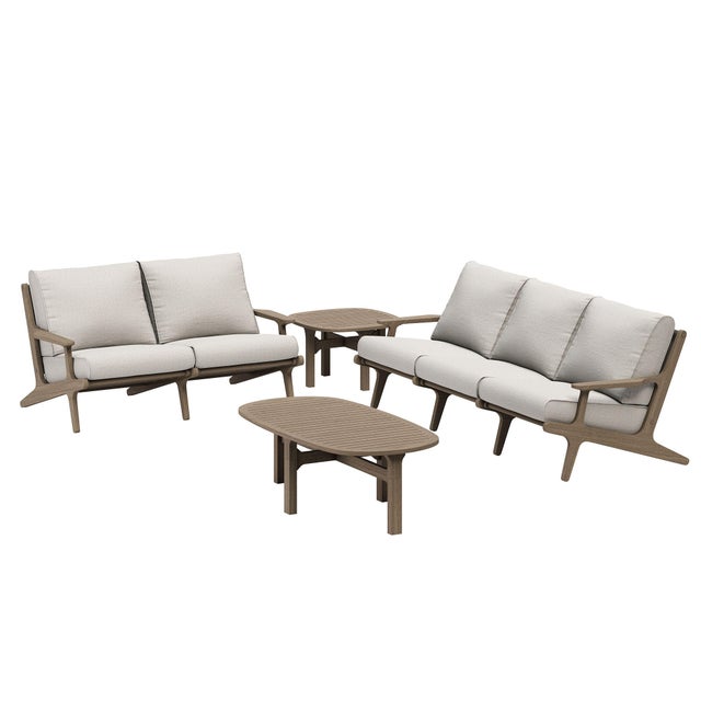 Modway Saratoga Outdoor Conversation Set with Side Table, Pebble