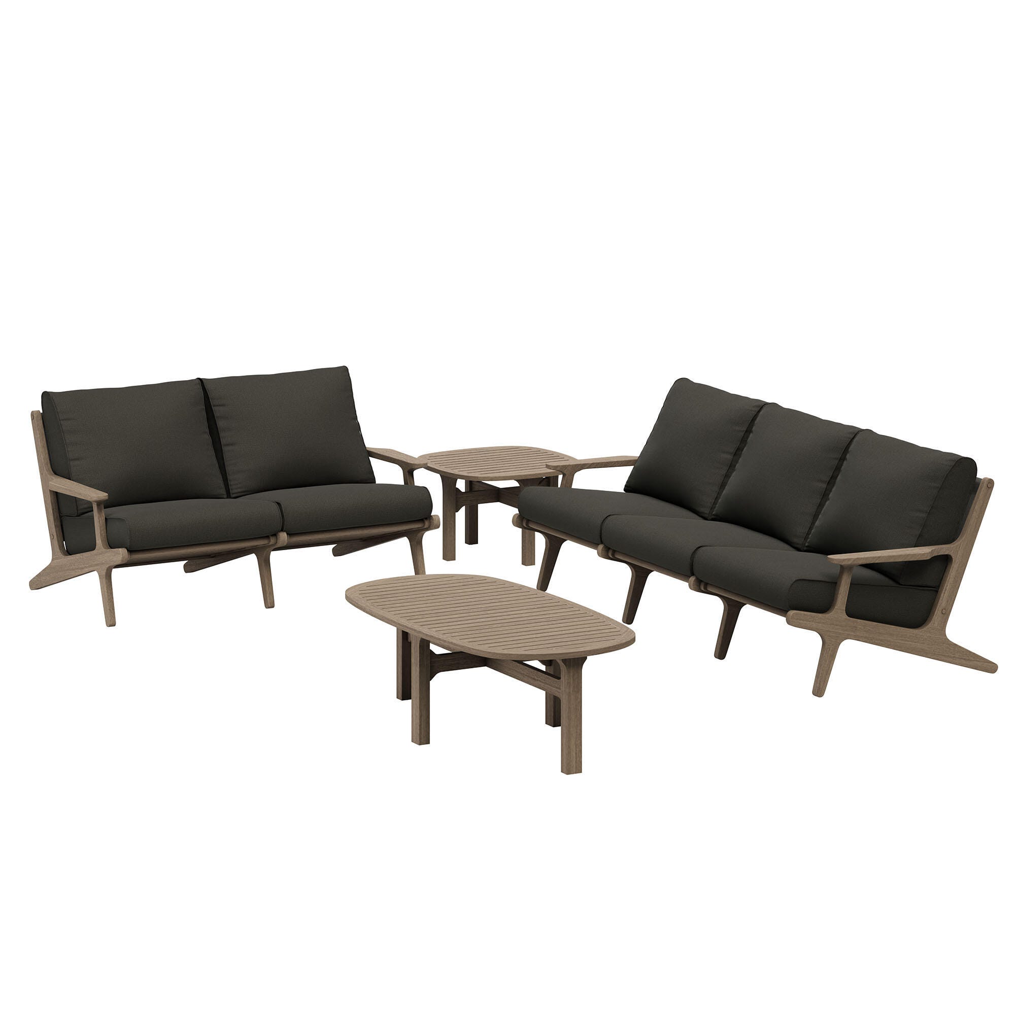 Modway Saratoga Outdoor Conversation Set with Side Table, Flint Gray, large