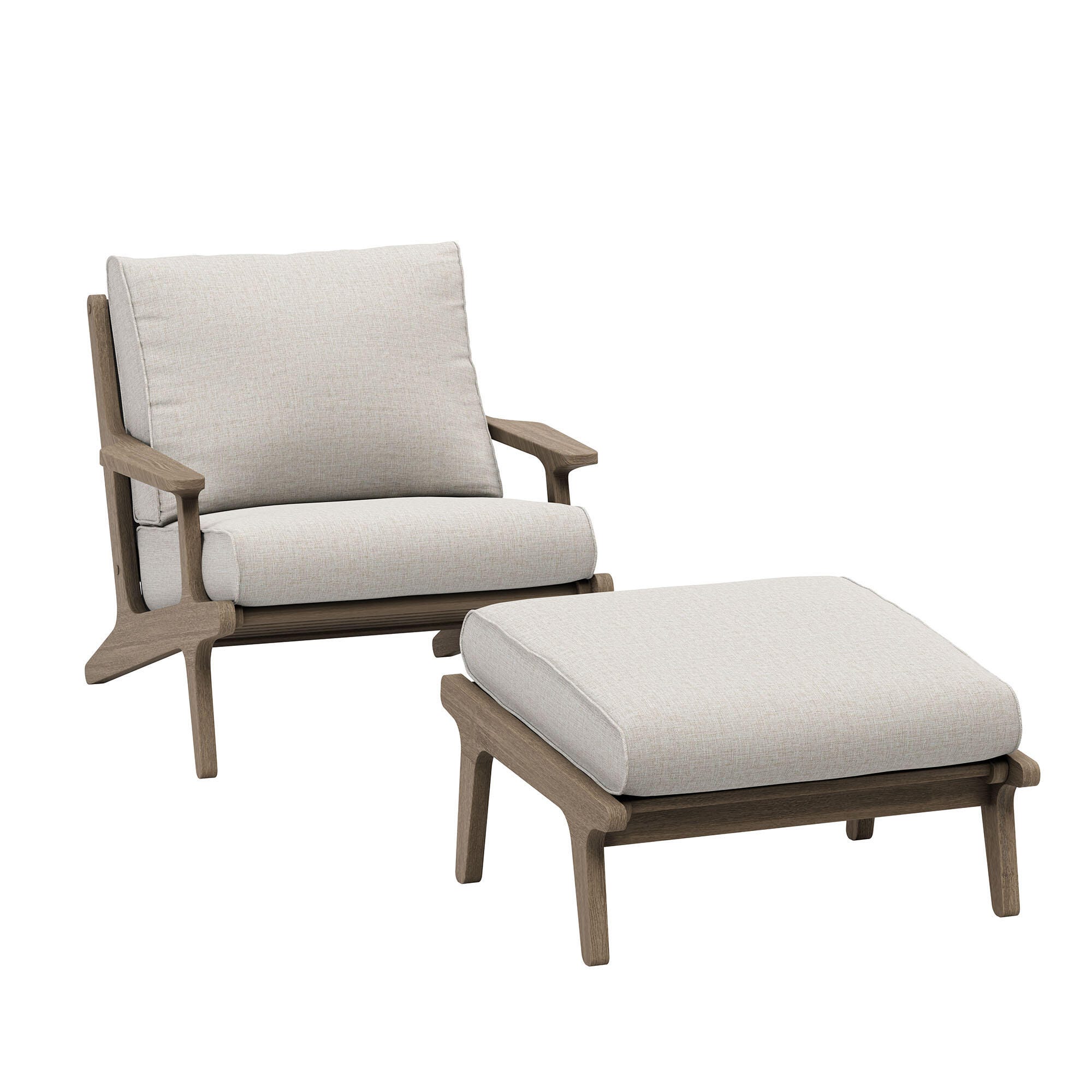 Modway Saratoga Outdoor Chair with Ottoman Set, Pebble, large