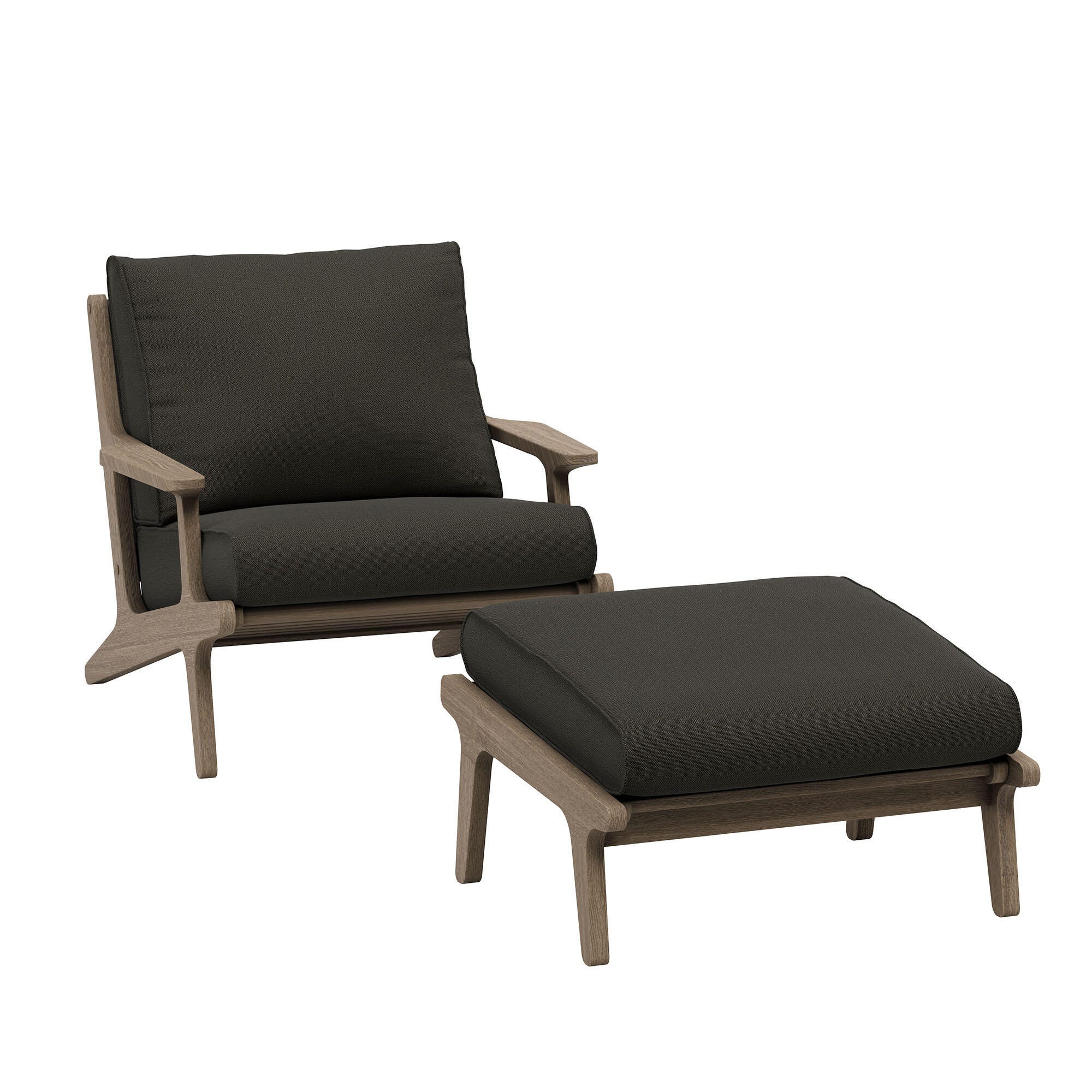Modway Saratoga Outdoor Chair with Ottoman Set, Flint Gray, large