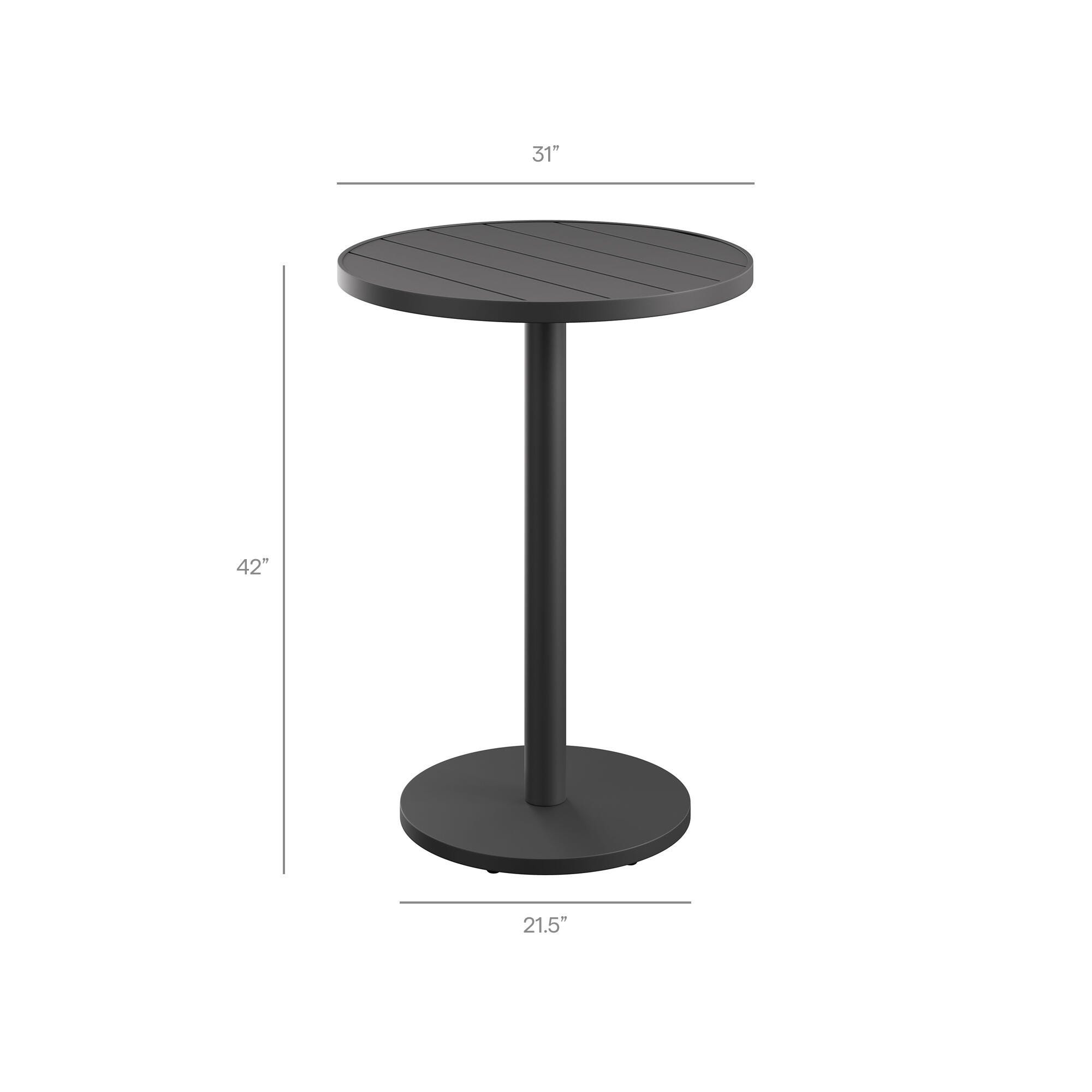 Modway Tahoe Outdoor Round Bar Table and 2 Bar Stools, White, large