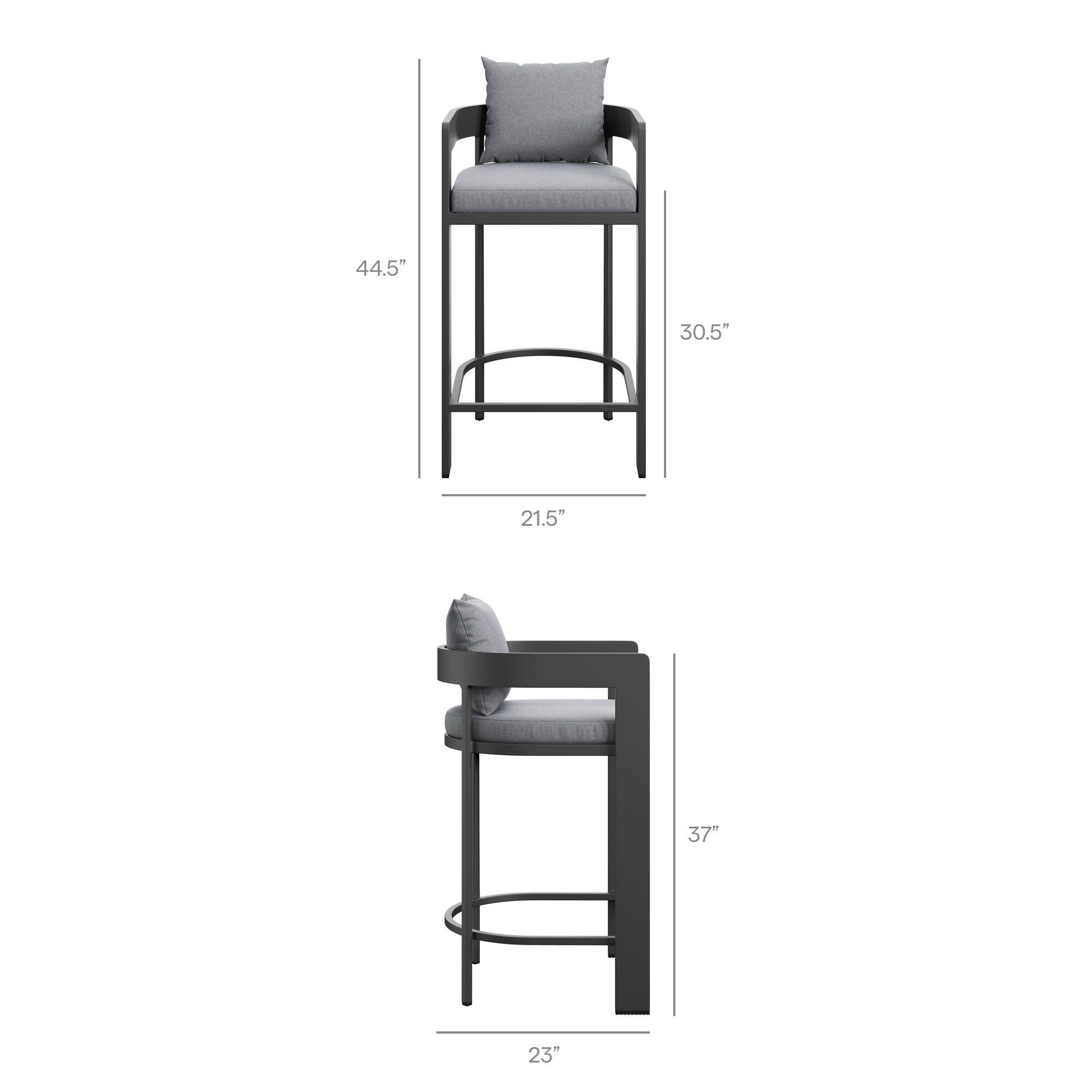 Modway Tahoe Outdoor Round Bar Table and 2 Bar Stools, Gray, large
